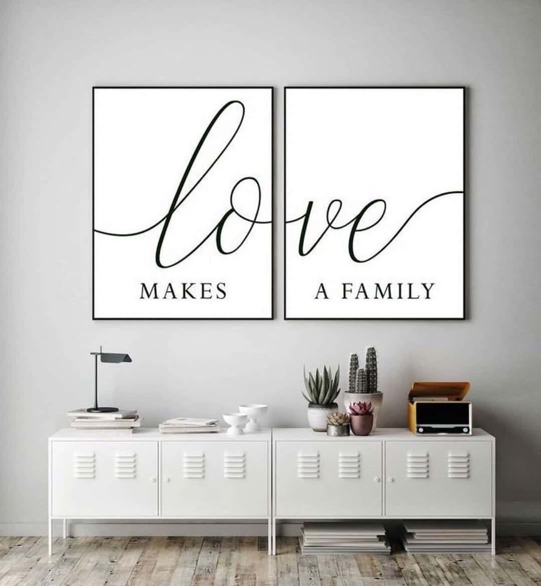 Love Make A Family | Gift for Family | Gift for Wedding  or Couples | Duo Set, A2 at XILEF Art