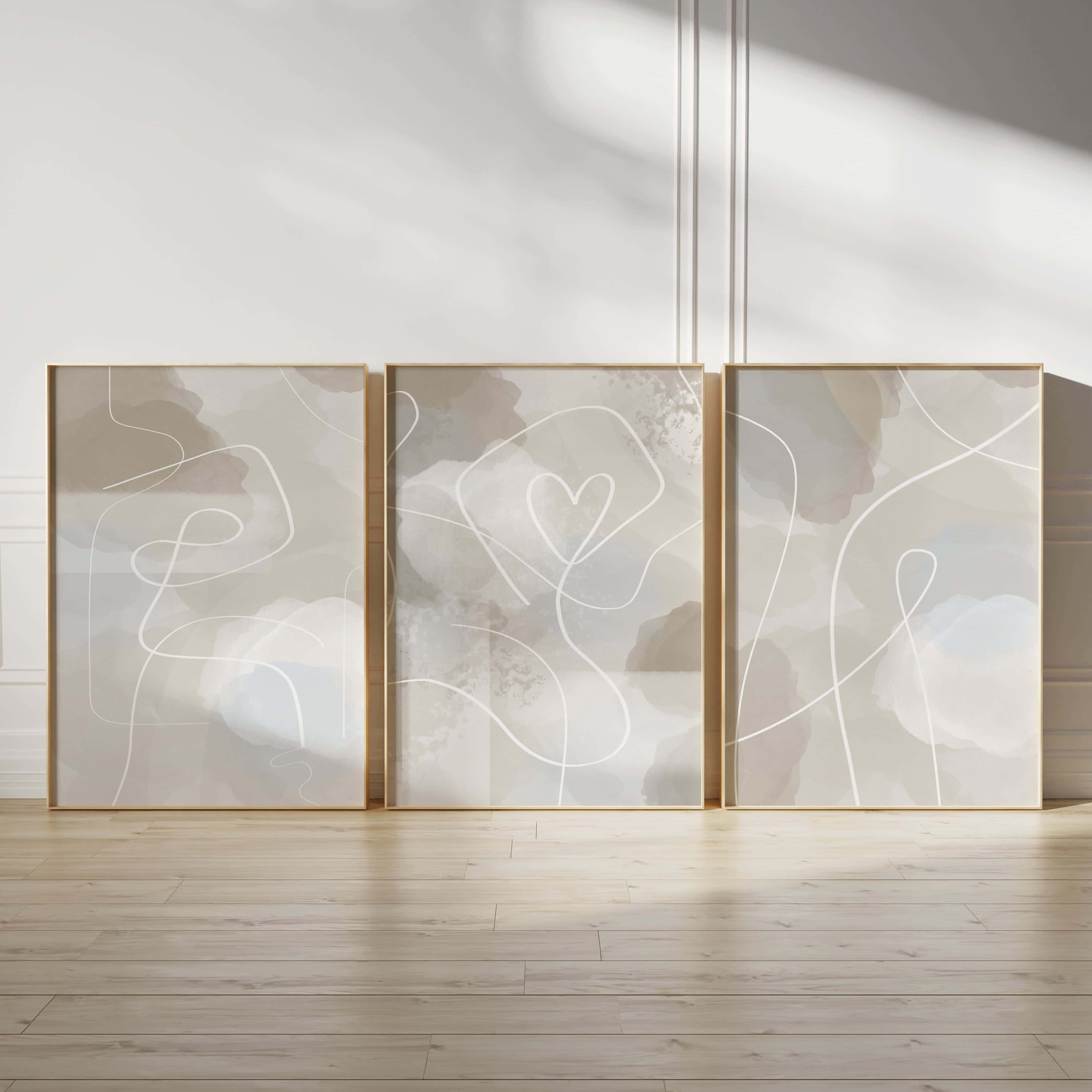 Minimalist Artwork | Modest Wall Art Style | Trio Set, A2 at XILEF Art