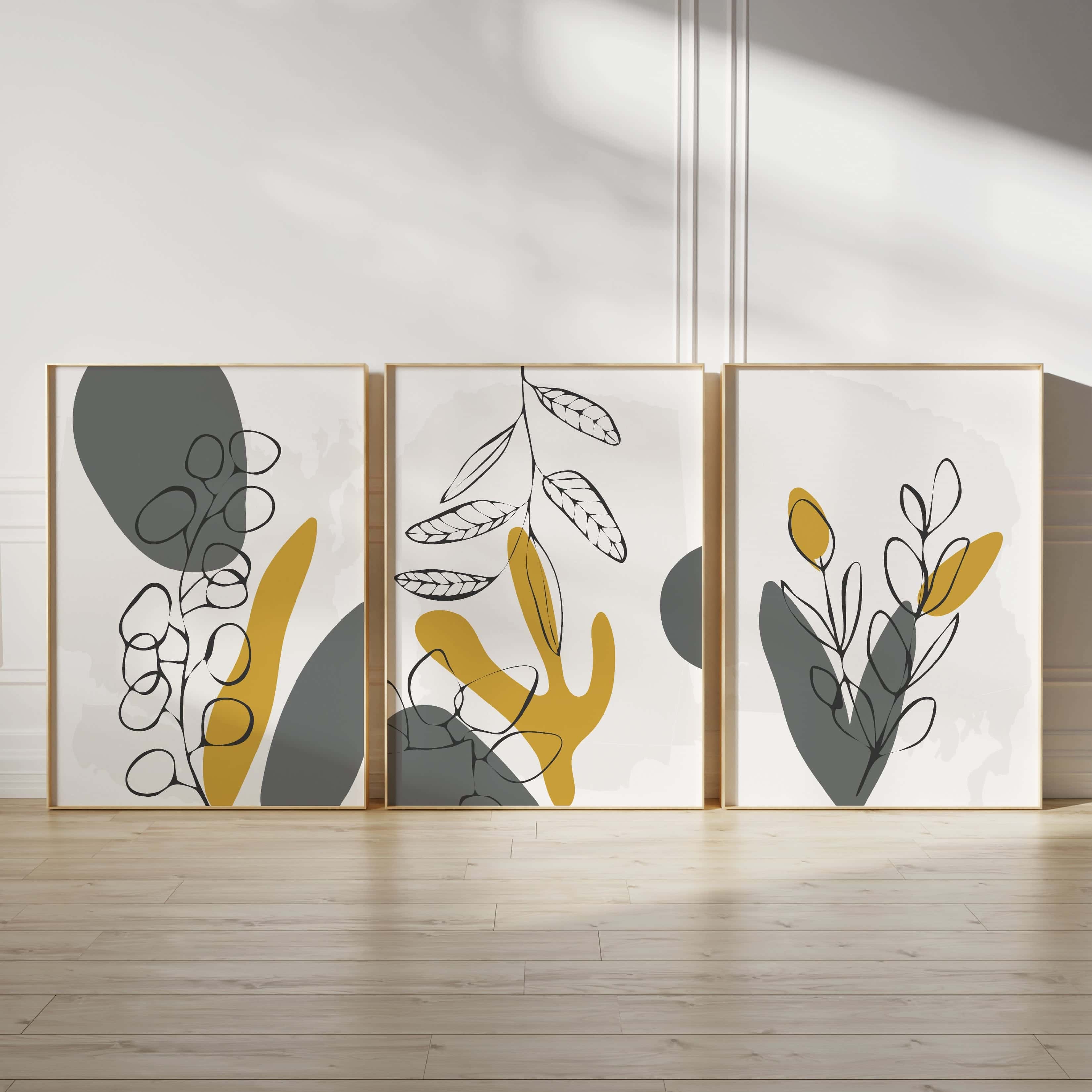 Minimalist Artwork | Modest Wall Art Style | Trio Set, A2 at XILEF Art