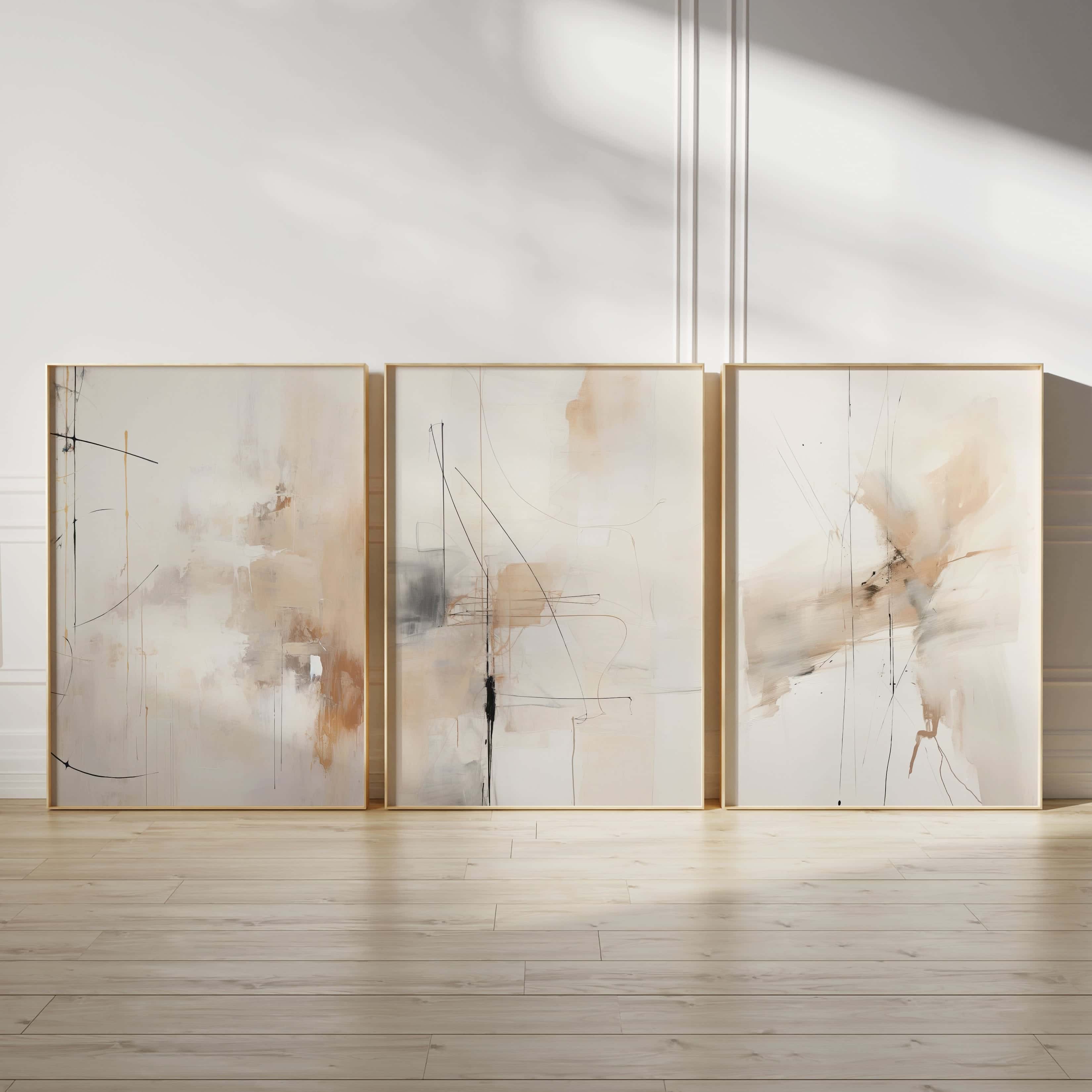 Minimalist Artwork | Modest Wall Art Style | Trio Set, A2 at XILEF Art