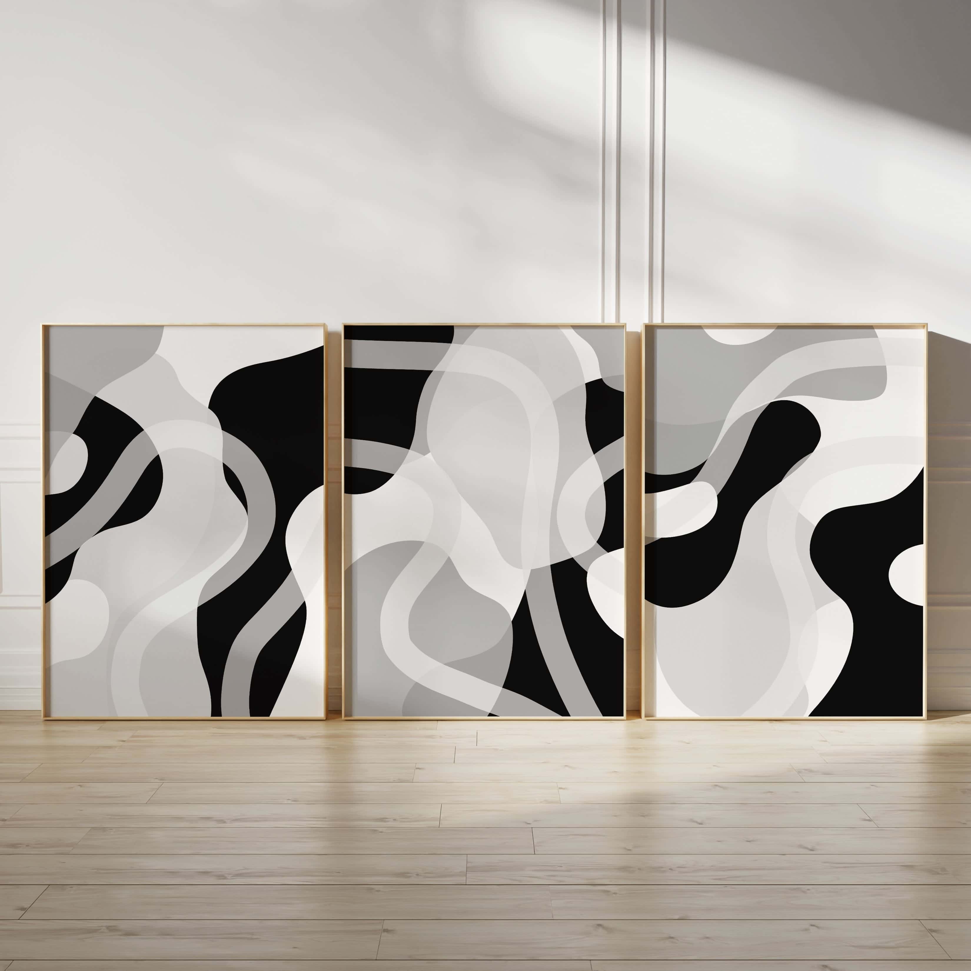 Minimalist Artwork | Modest Wall Art Style | Trio Set, A2 at XILEF Art