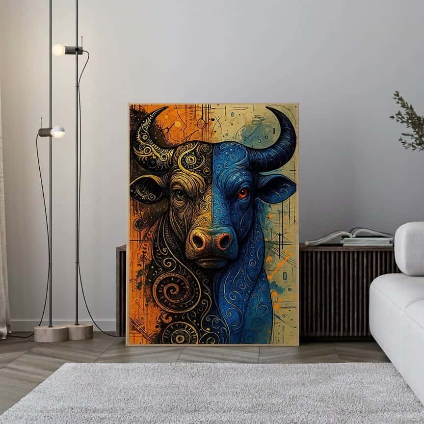 Abstract Bull | Wildlife Artwork | Nature Wall Art | A2 at XILEF Art