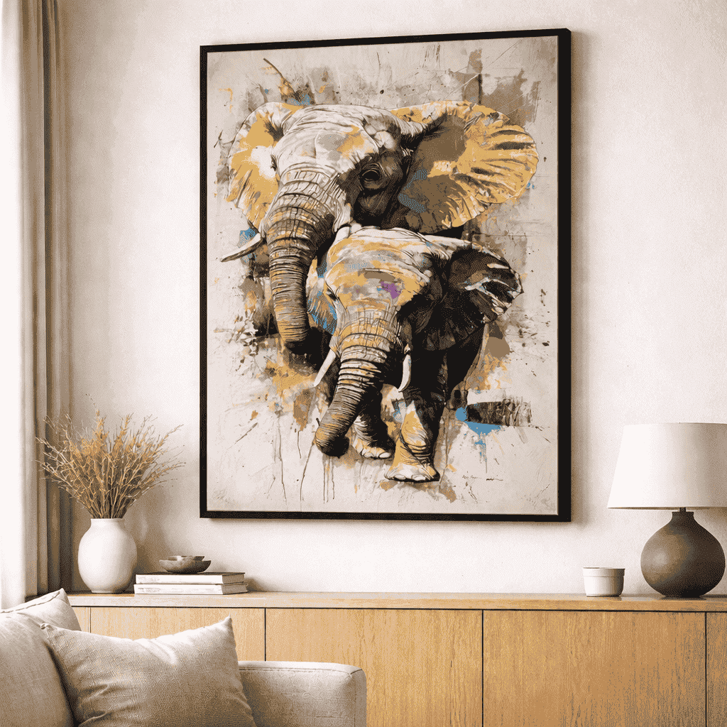 Elephants | Wildlife Artwork | Nature Wall Art | A2 at XILEF Art