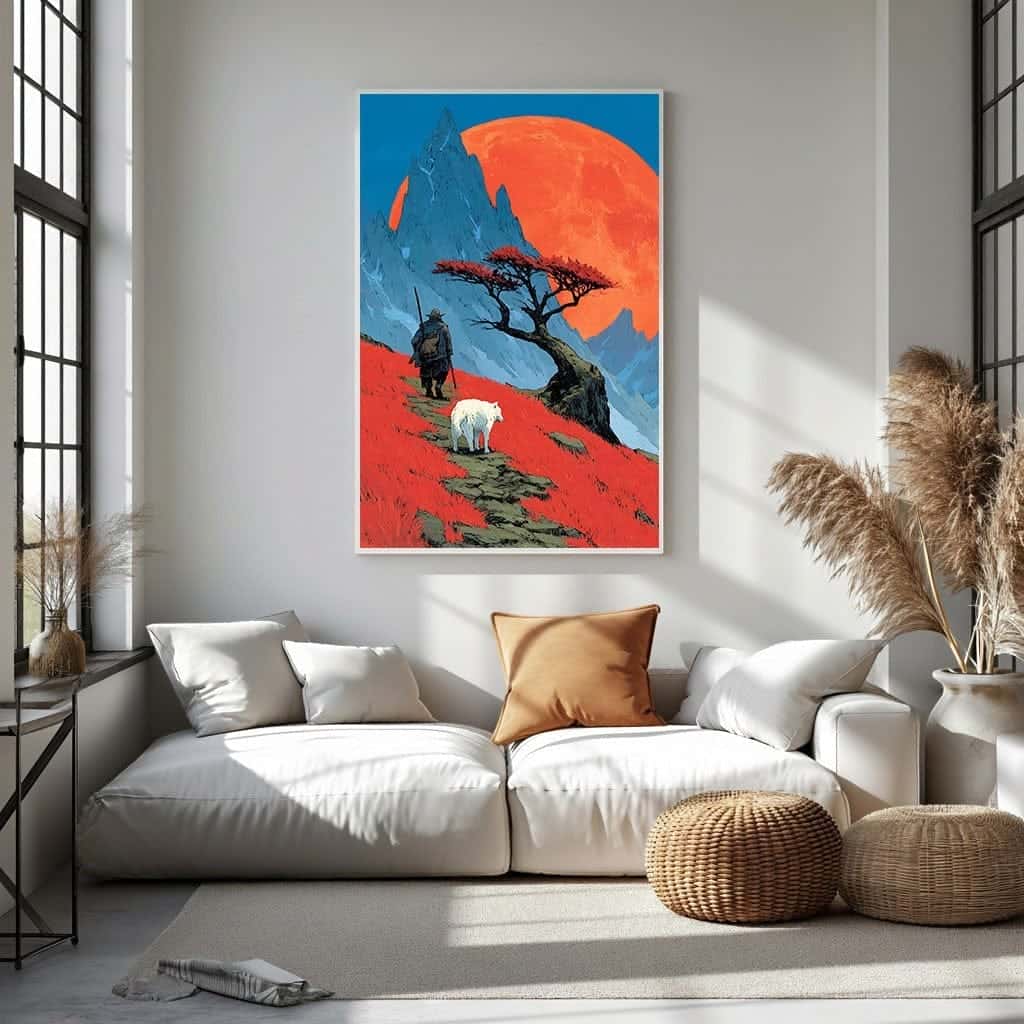Wolf & Wanderer | Wildlife Artwork | Nature Wall Art | A2 at XILEF Art
