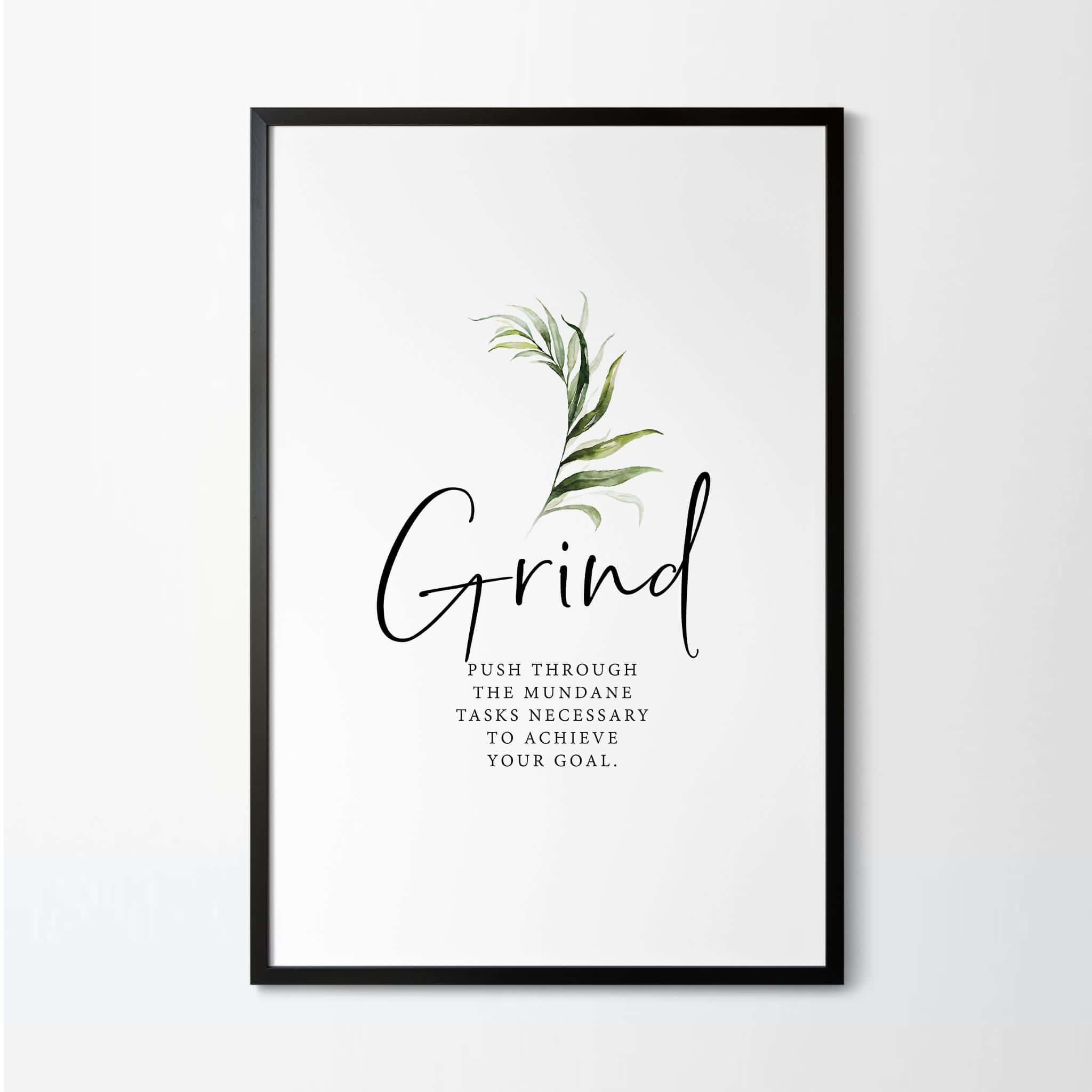'Grind' Word Definition Artwork | Single, Inspiration Wall Art, A4 at XILEF Art