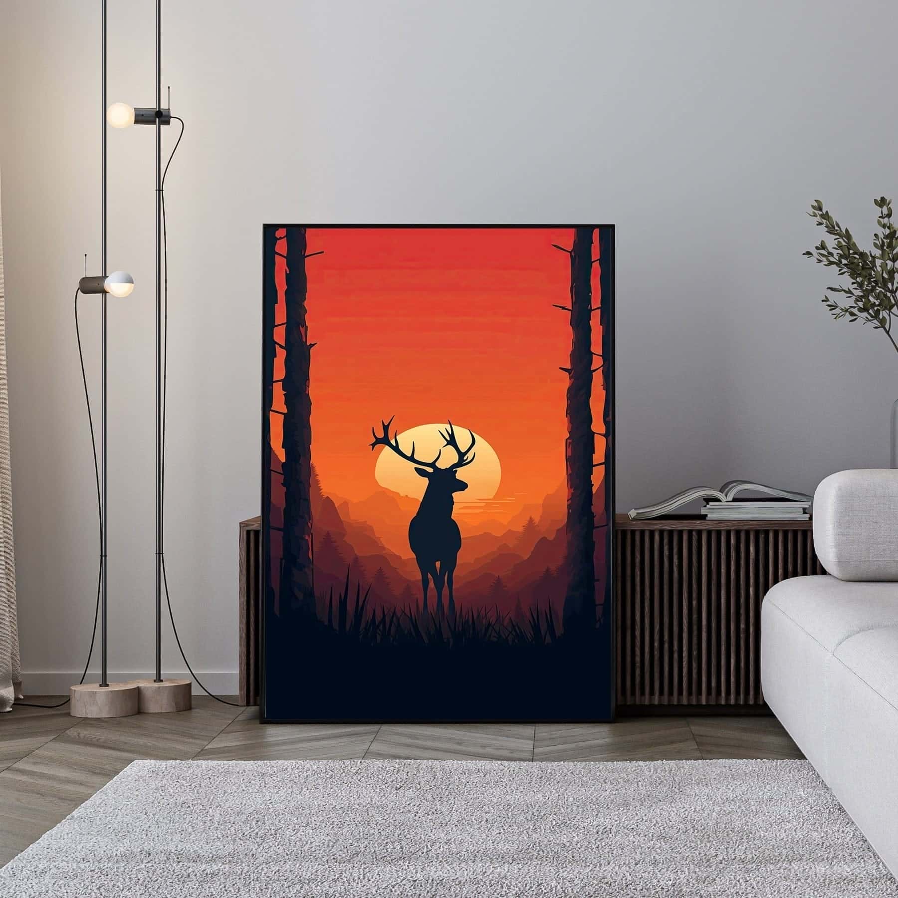 African Sunset, Deer | Wildlife Artwork | Nature Wall Art | A2 at XILEF Art