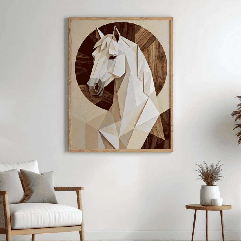 Origami Horse | Wildlife Artwork | Nature Wall Art | A2 at XILEF Art