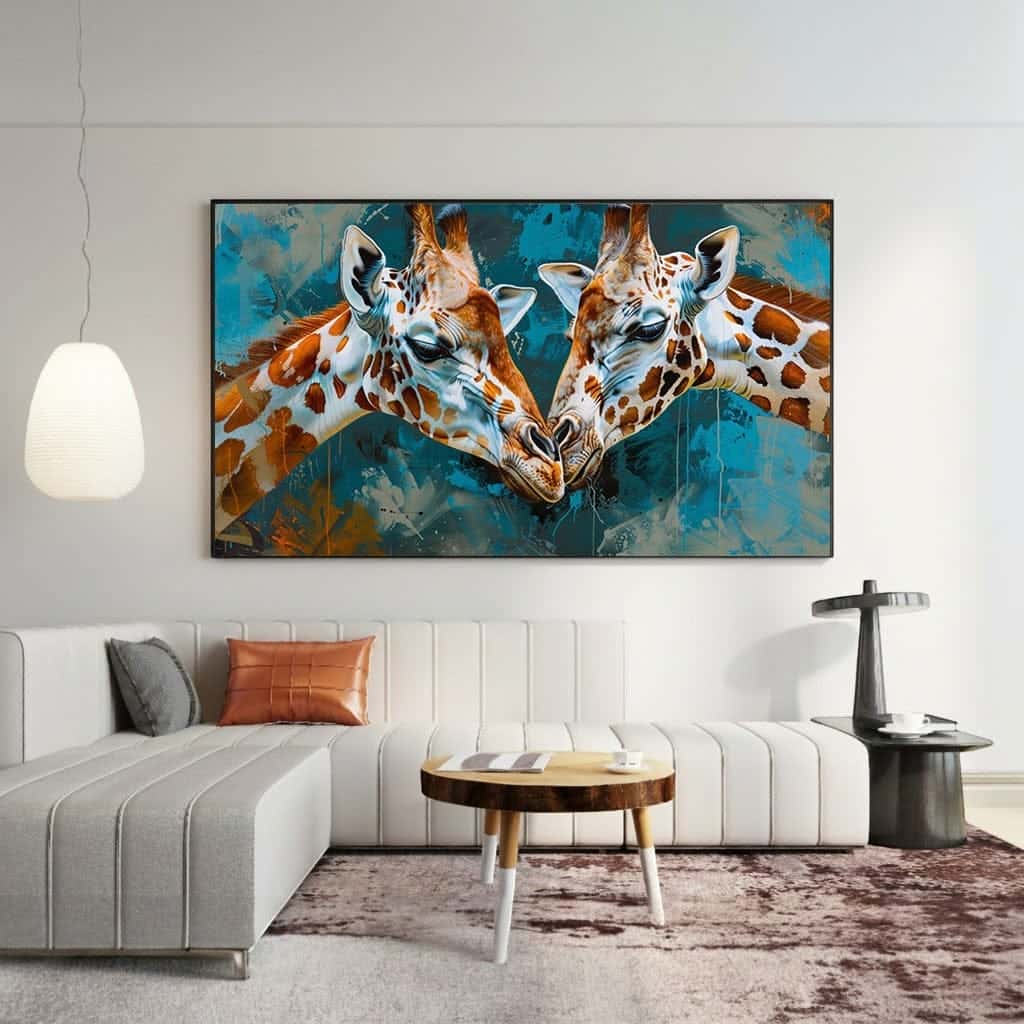 Giraffe Embrace | Wildlife Artwork | Nature Wall Art | A2 at XILEF Art