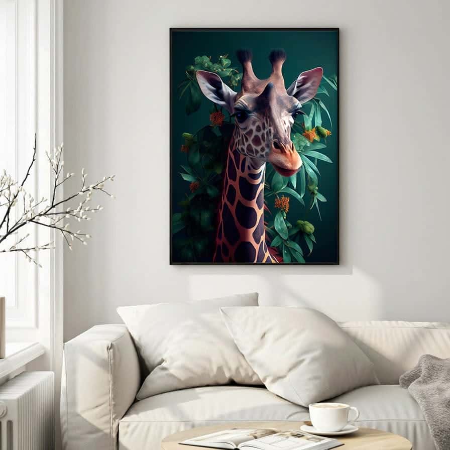 Giraffe Lush Greenery | Wildlife Artwork | Nature Wall Art | A2 at XILEF Art