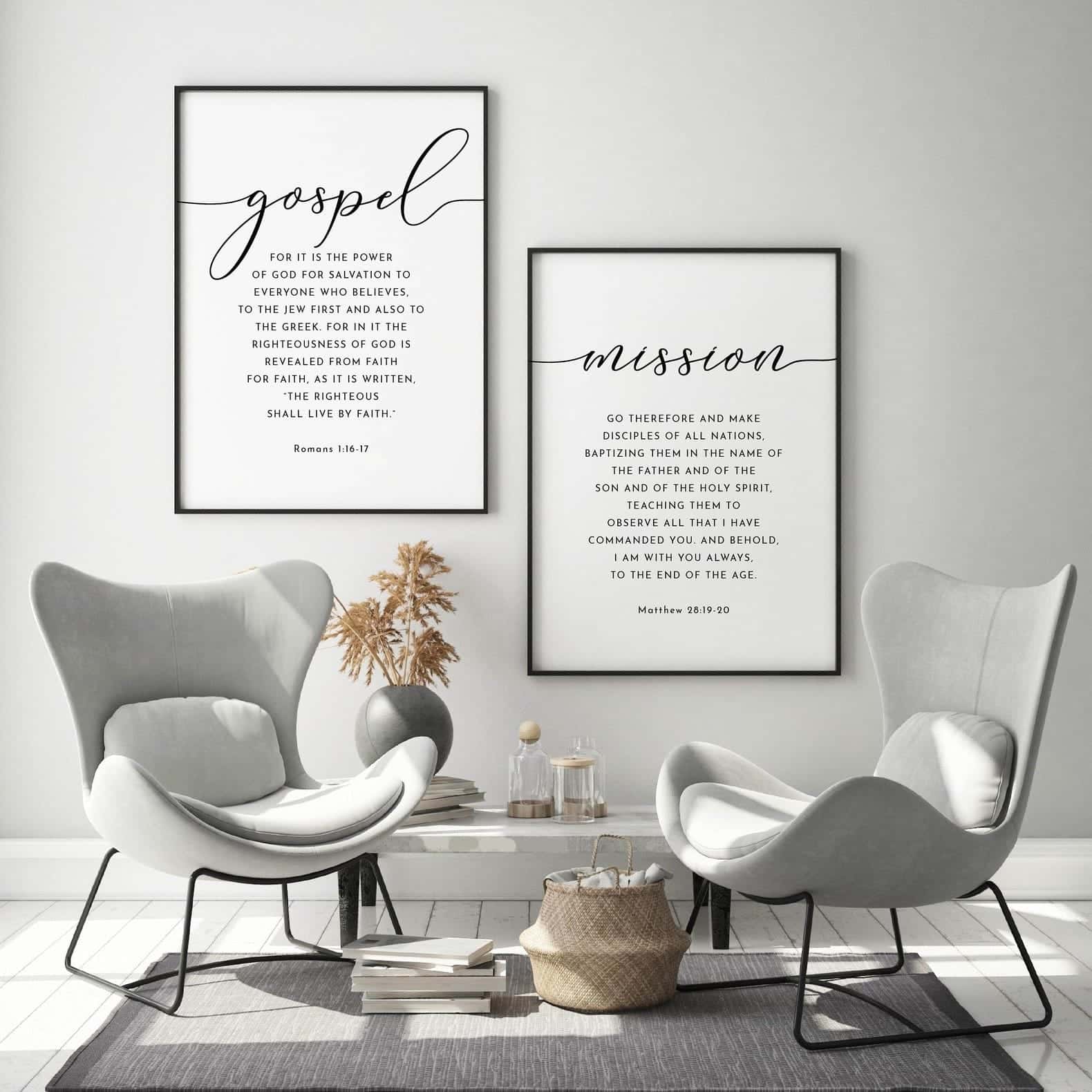 Mission to Preach the Gospel, Bible Verses | Duo Set, Christian Wall Art, A2 at XILEF Art