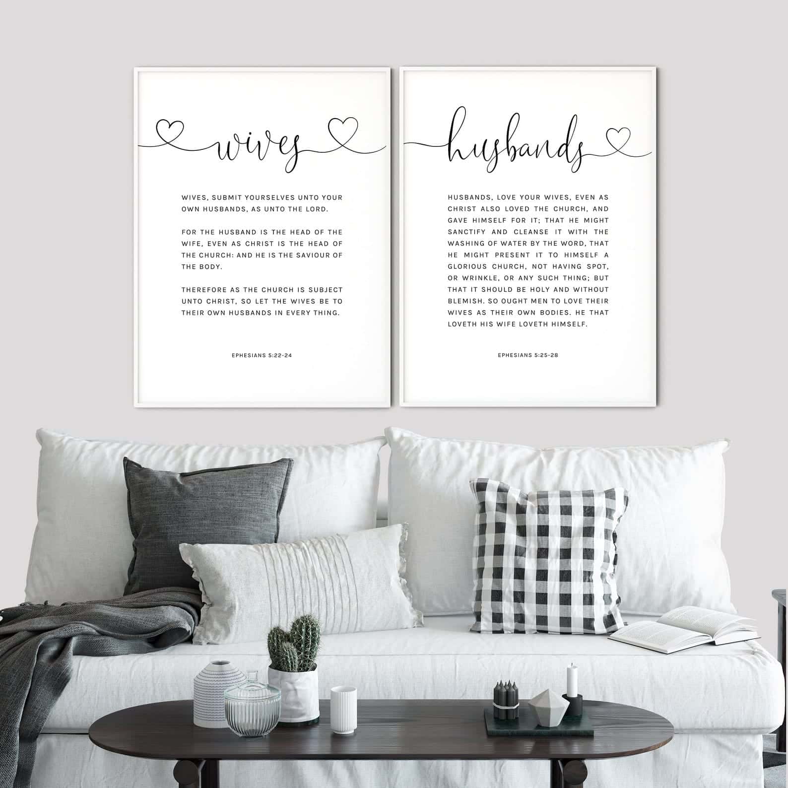 Love Bible Verses | Custom Wedding Gift | Custom Couple Gift | Custom Anniversary Gift | Trio Set Wall Art, A2 at XILEF Art