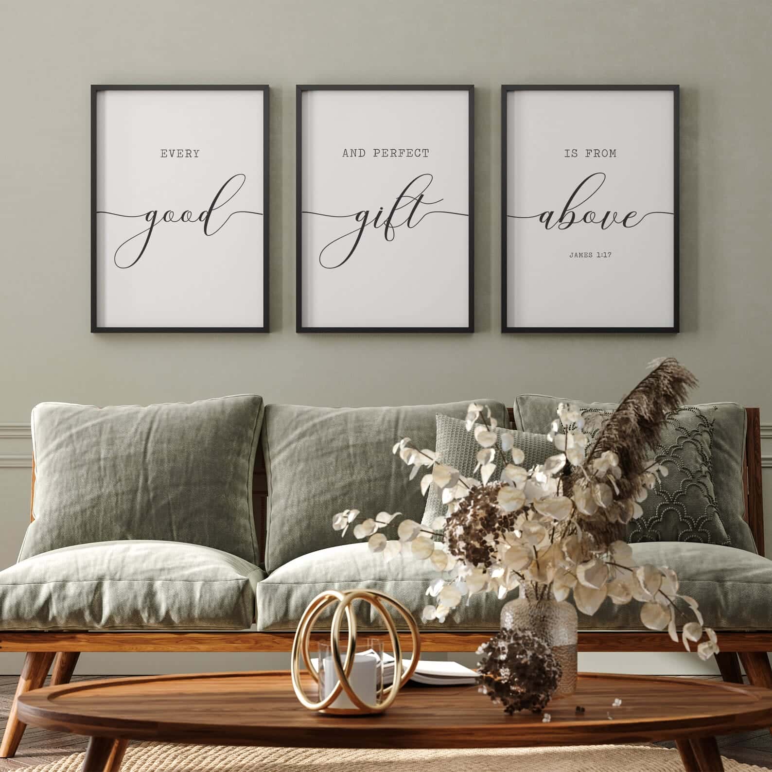 Every Good and Perfect Gift Is From Above, James 1:17 | Trio Set, Christian Wall Art, A2 at XILEF Art