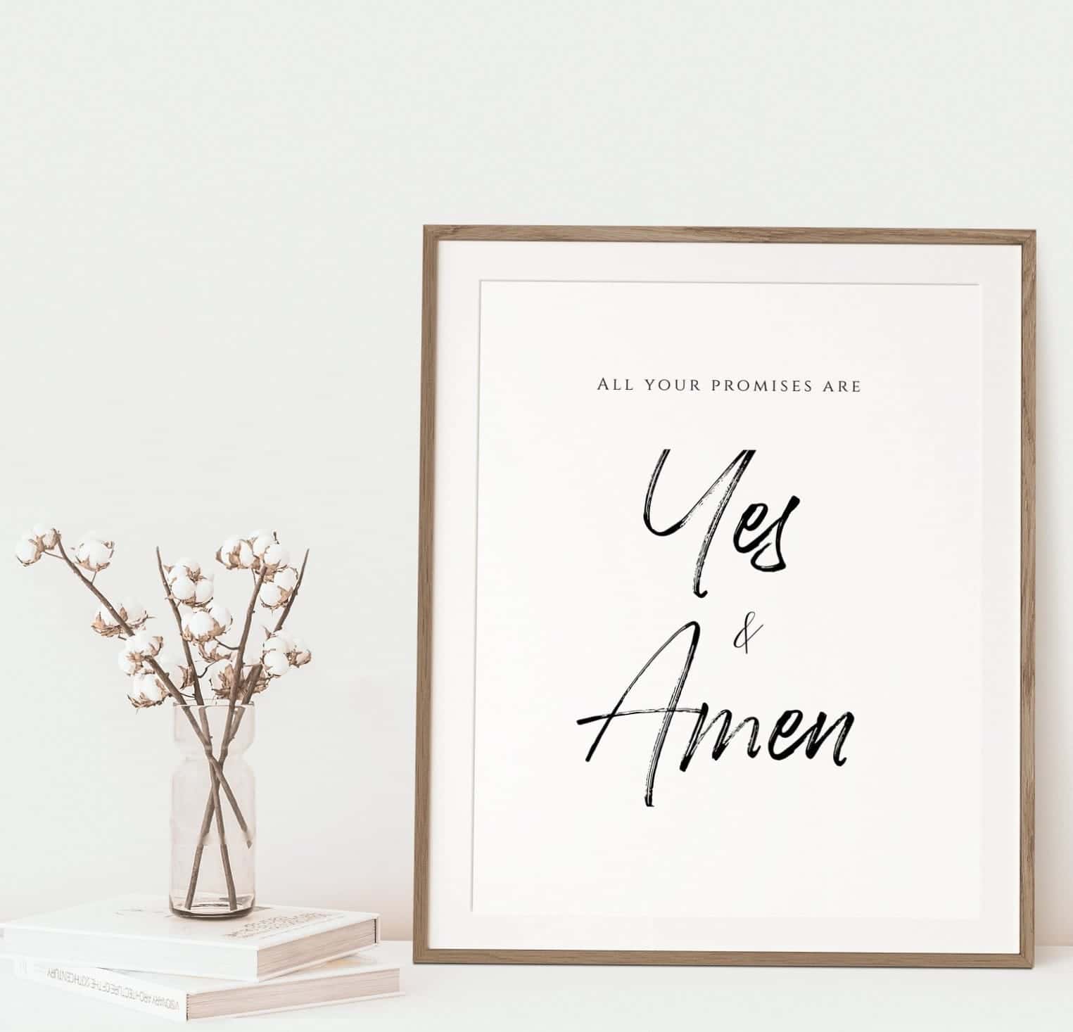 All Your Promises Are Yes and Amen, 2 Corinthians 1:20 | Single, Christian Wall Art, A3 at XILEF Art