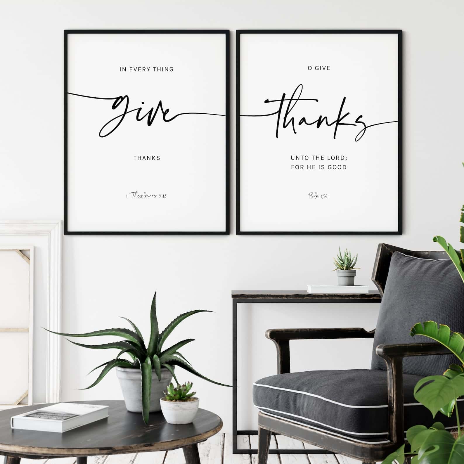 Give Thanks to the LORD, Bible Verses | Duo Set, Christian Wall Art, A2 at XILEF Art