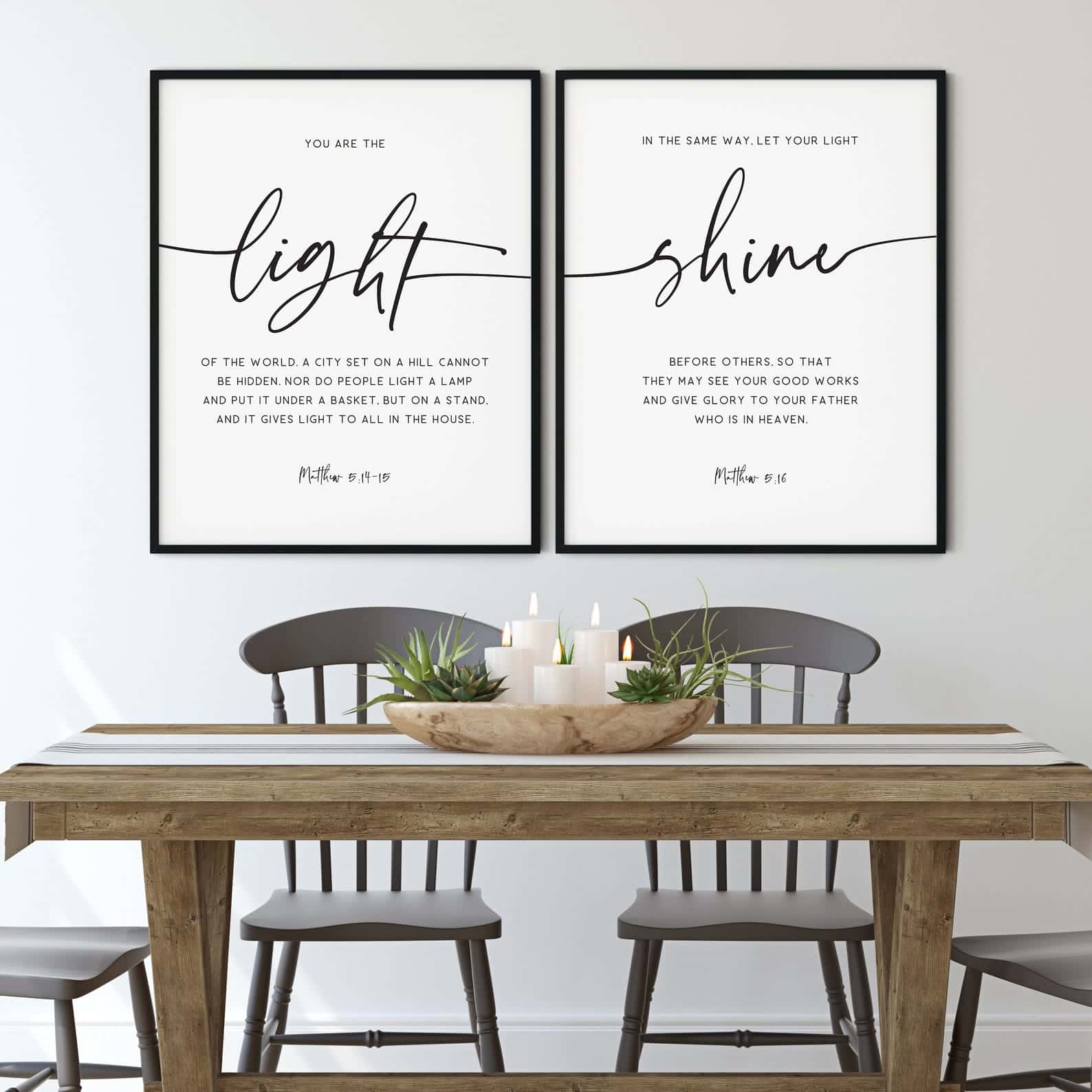You Are The Light of the World, Shine, Matthew 5:14-16 | Duo Set, Christian Wall Art, A3 at XILEF Art