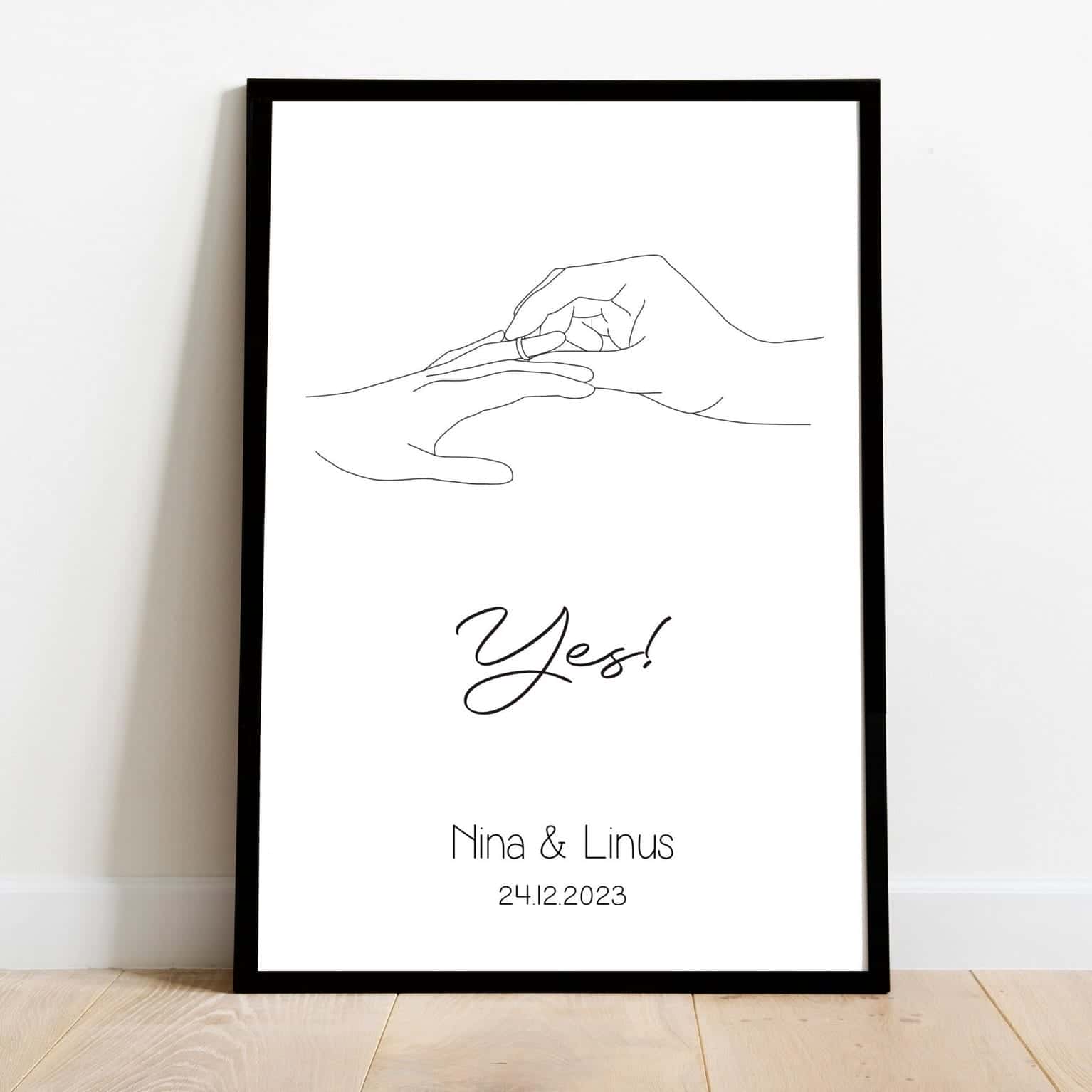 Personalised Couple Names Print | Custom Wedding Gift | Custom Couple Gift | Custom Anniversary Gift | Custom Home Decor Wall Art, A3 at XILEF Art