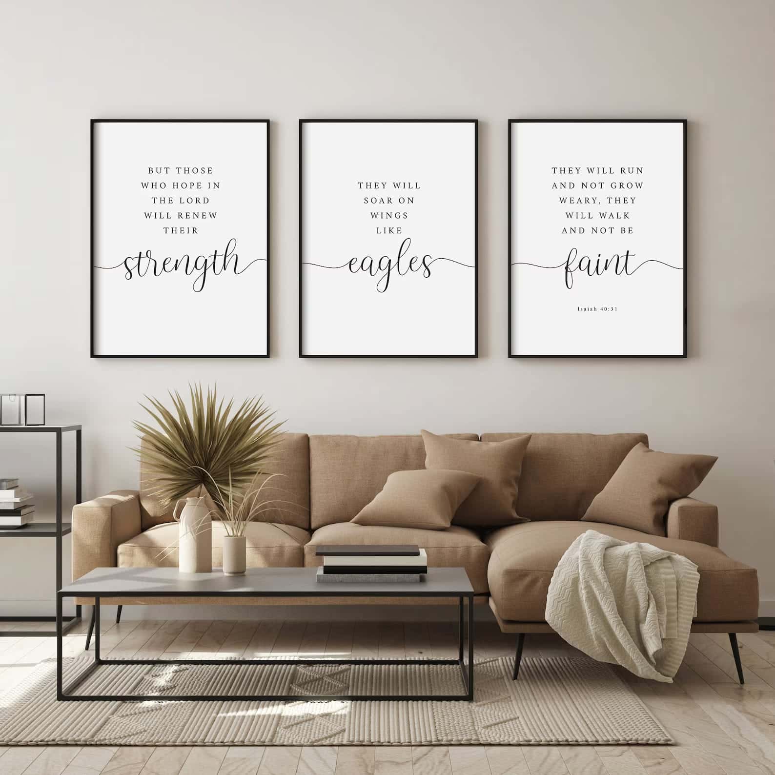 But Those Who Hope In The LORD, Isaiah 40:31 | Trio Set, Christian Wall Art, A3 at XILEF Art