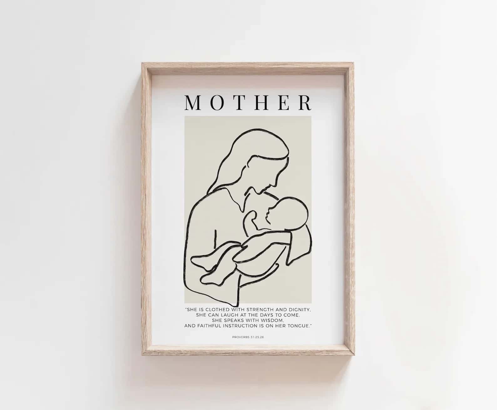MOTHER Bible Verses for Mother, Proverbs 31:25-26 | Christian Wall Art, A3 at XILEF Art