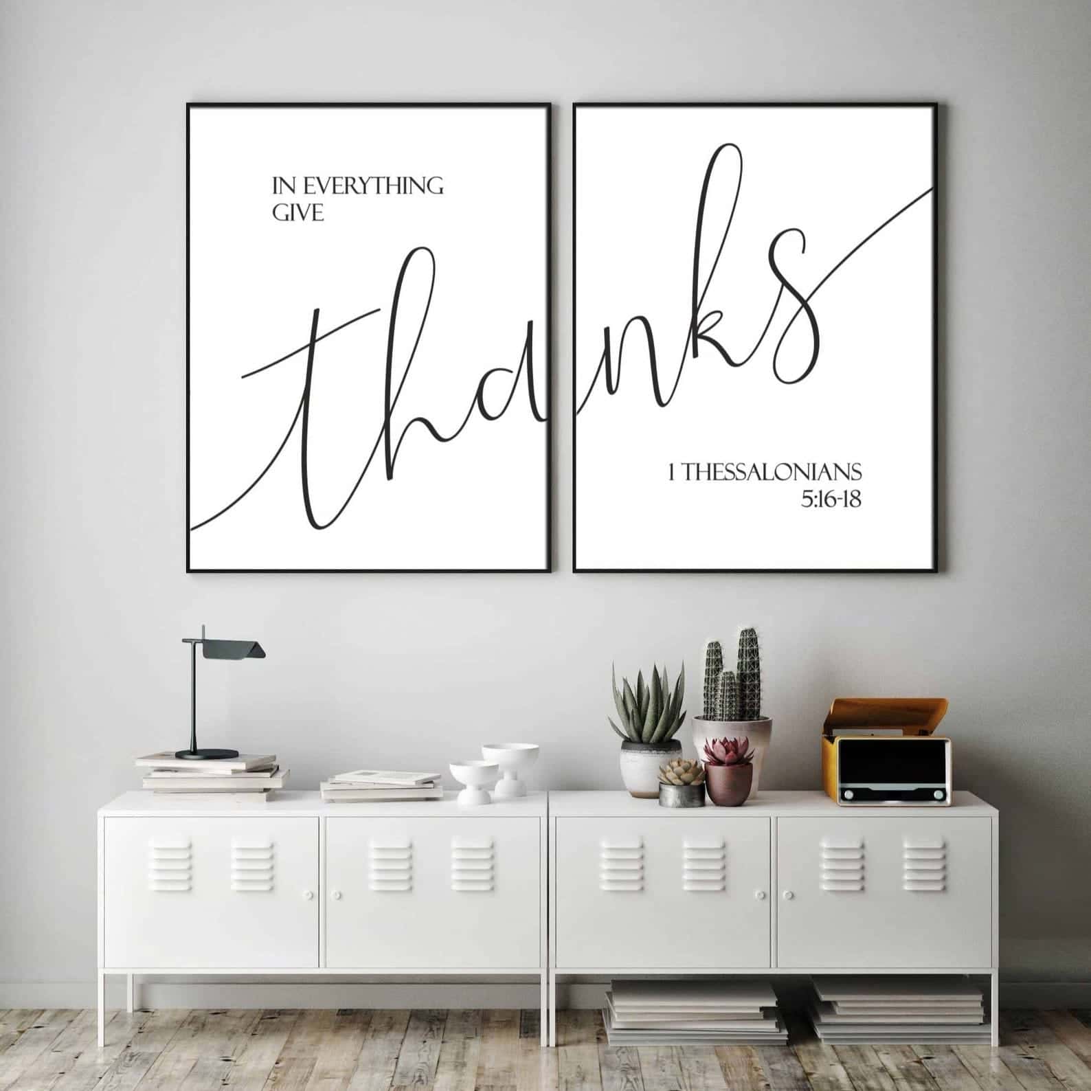 In Everything Give Thanks, 1 Thessalonians 5:16-18 | Duo Set, Christian Wall Art, A3 at XILEF Art