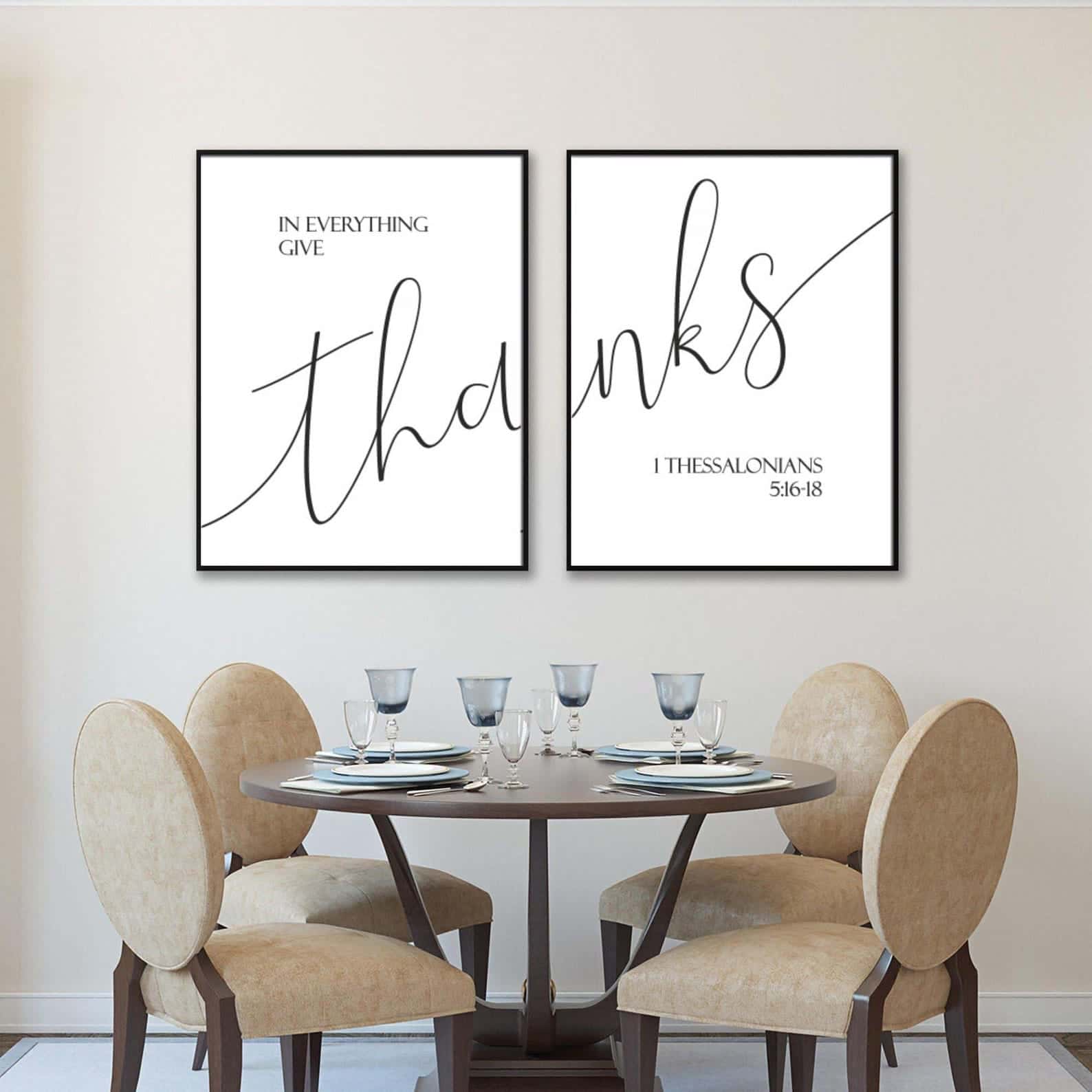In Everything Give Thanks, 1 Thessalonians 5:16-18 | Duo Set, Christian Wall Art, A2 at XILEF Art
