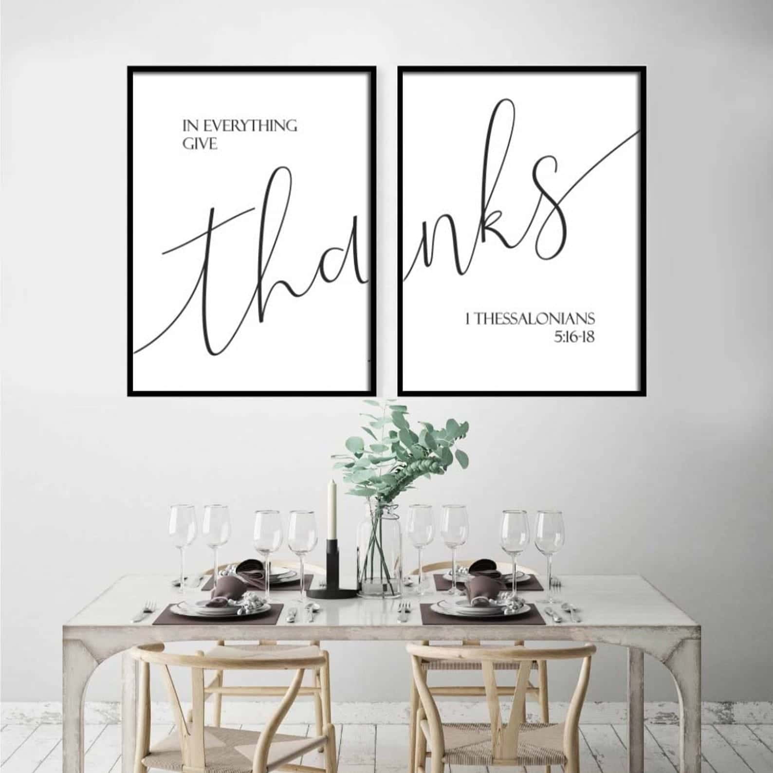 In Everything Give Thanks, 1 Thessalonians 5:16-18 | Duo Set, Christian Wall Art, A3 at XILEF Art