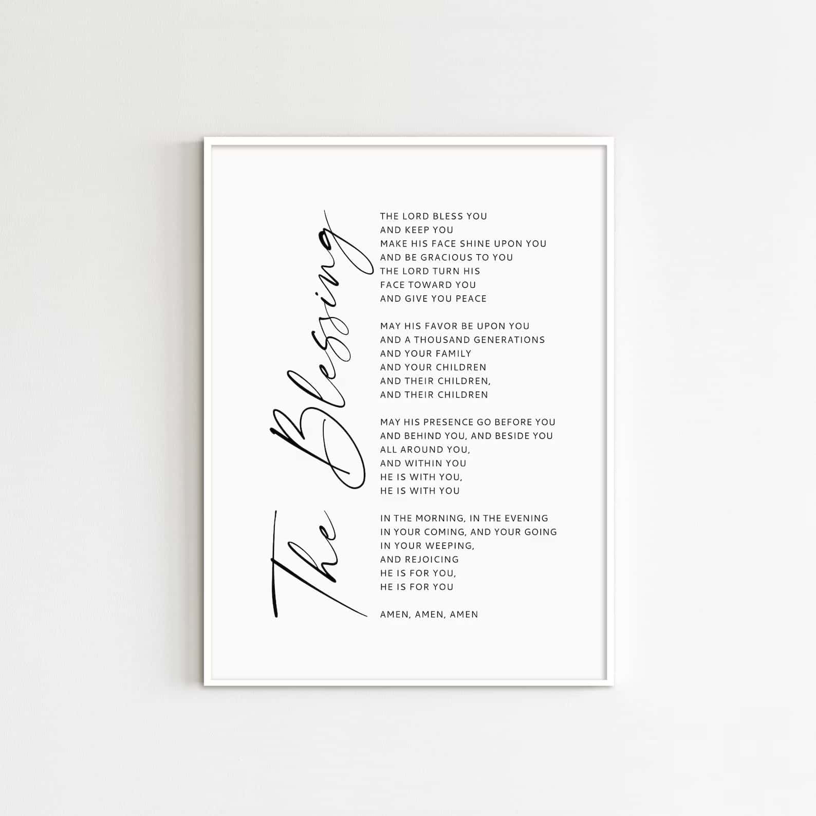 The Blessing, Bible Verse and Lyrics, Numbers 6:24-26 | Single, Christian Wall Art, A3 at XILEF Art