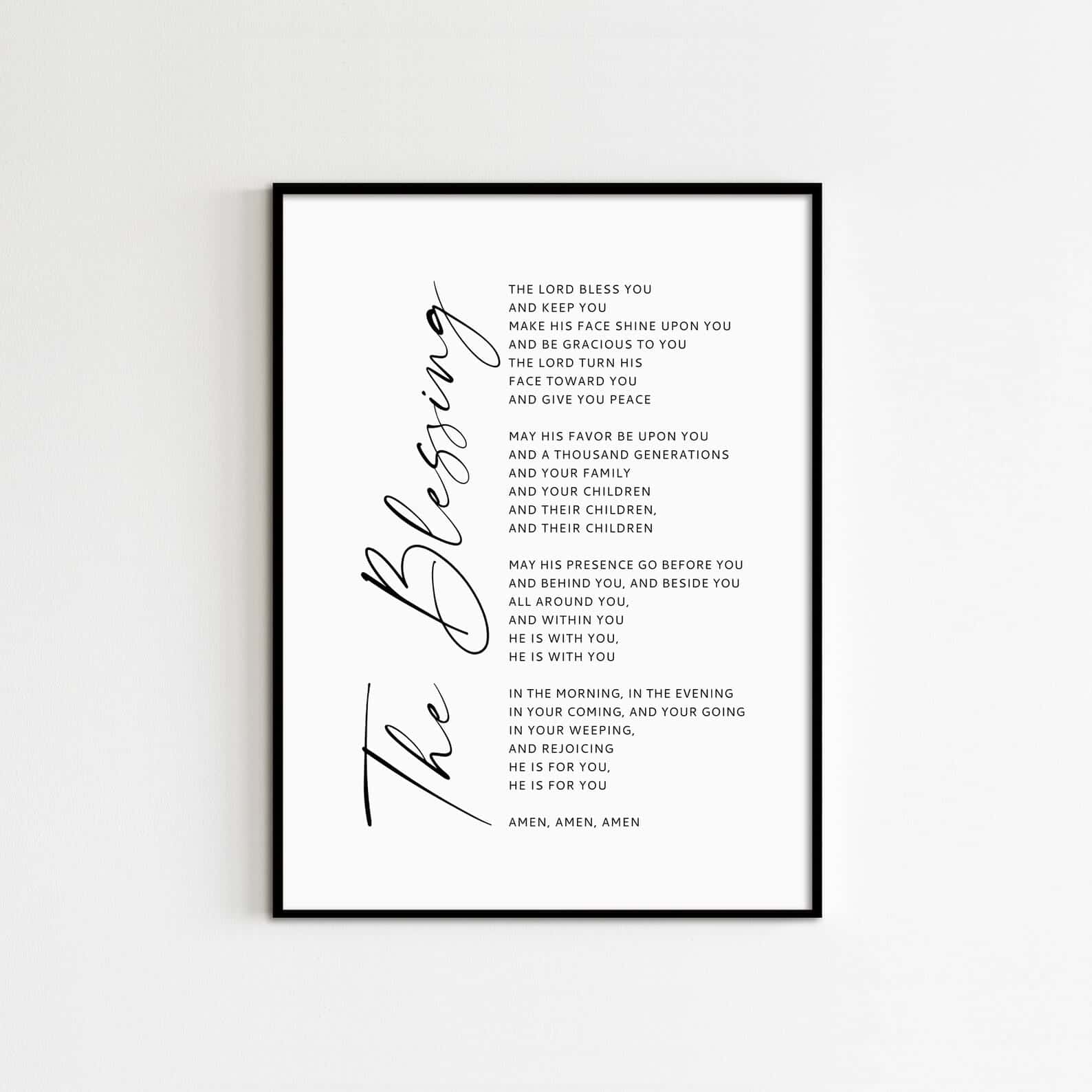 The Blessing, Bible Verse and Lyrics, Numbers 6:24-26 | Single, Christian Wall Art, A3 at XILEF Art