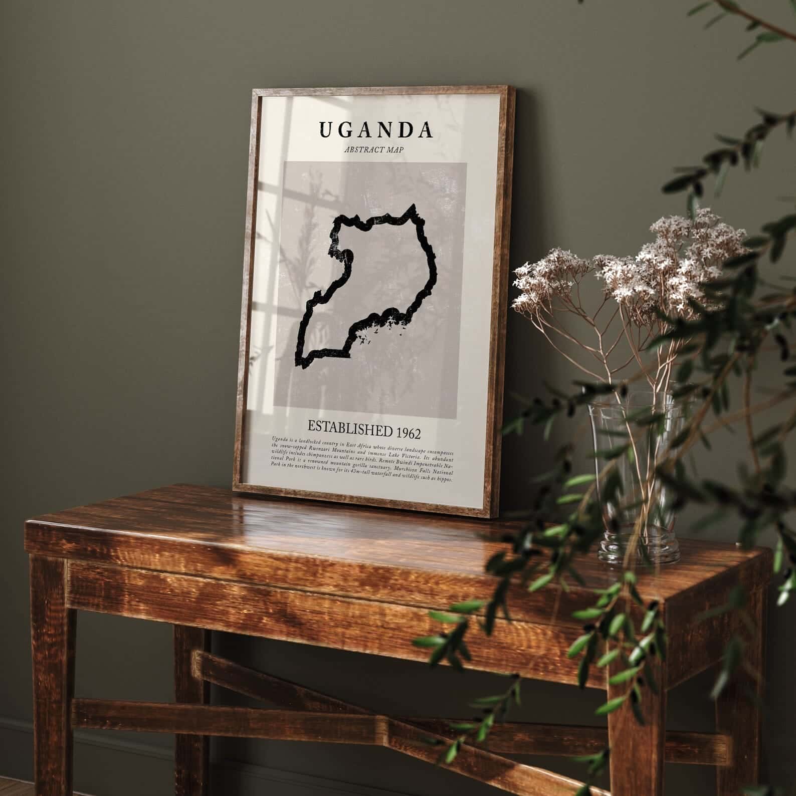 Map of Uganda Artwork | Maps Wall Art | A2 at XILEF Art
