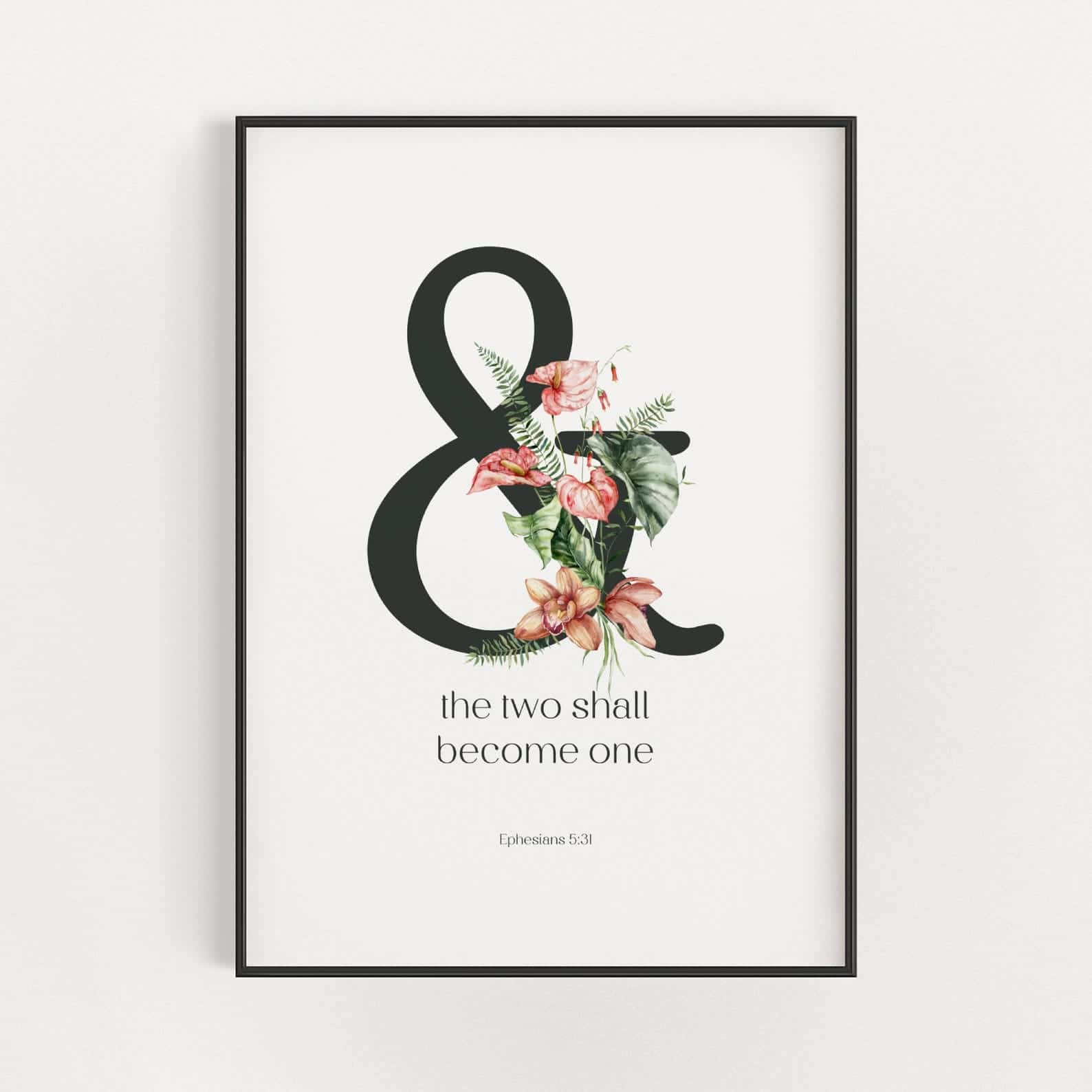 And The Two Shall Become One, Ephesians 5:31 | Single, Christian Wall Art, A3 at XILEF Art