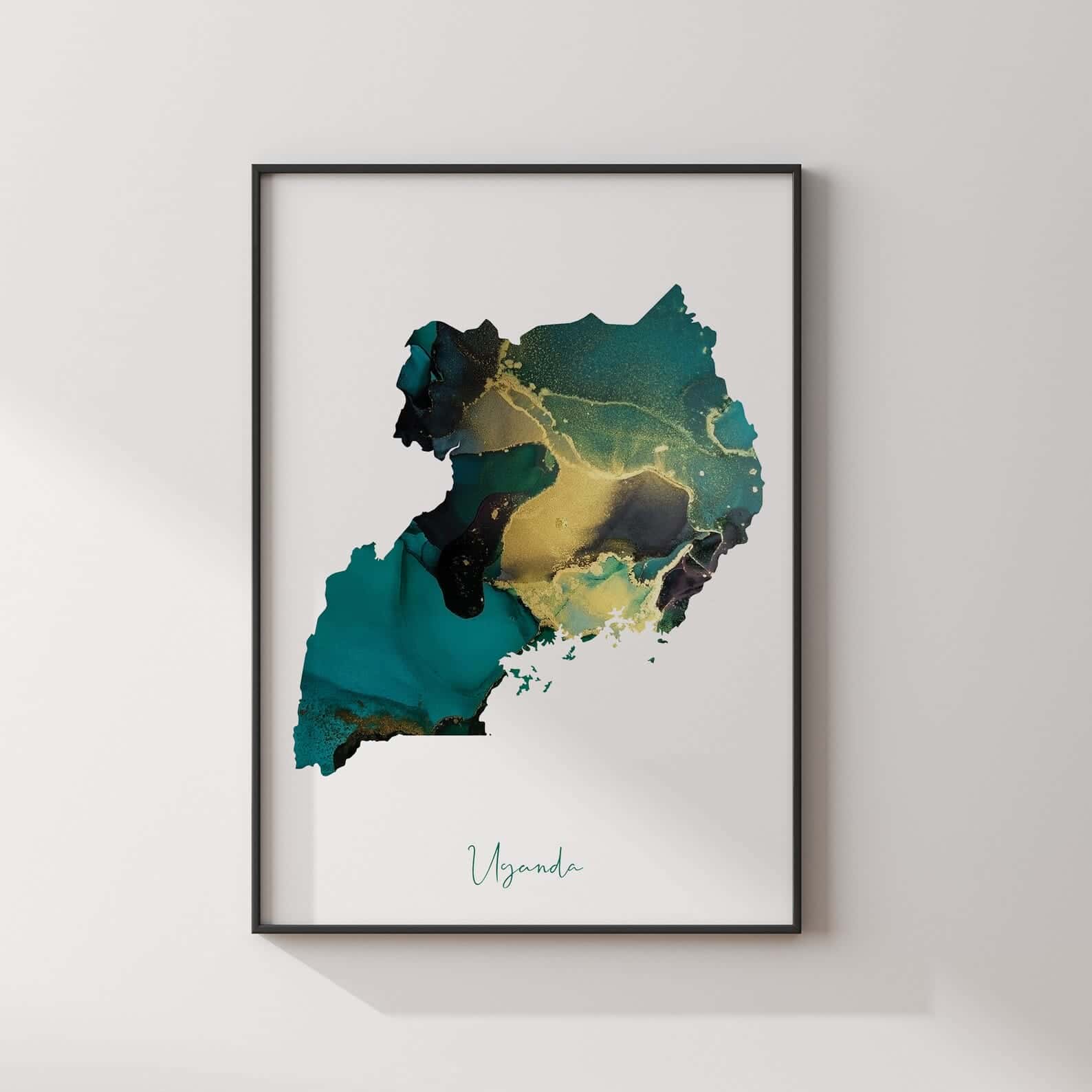 Map of Uganda Artwork | Maps Wall Art | A2 at XILEF Art