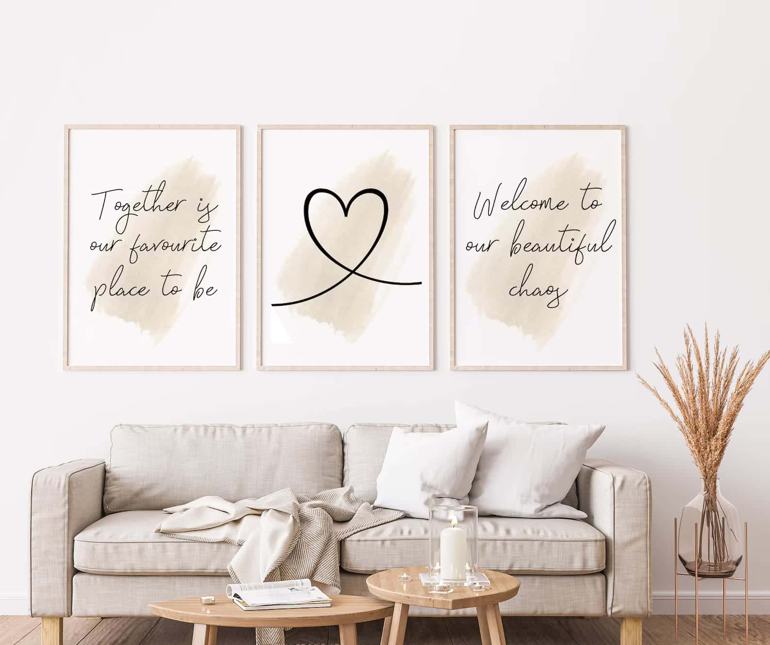 Together Is Our Favourite Place to Be | Lovely Couple Wall Art | Trio Set, A2 at XILEF Art
