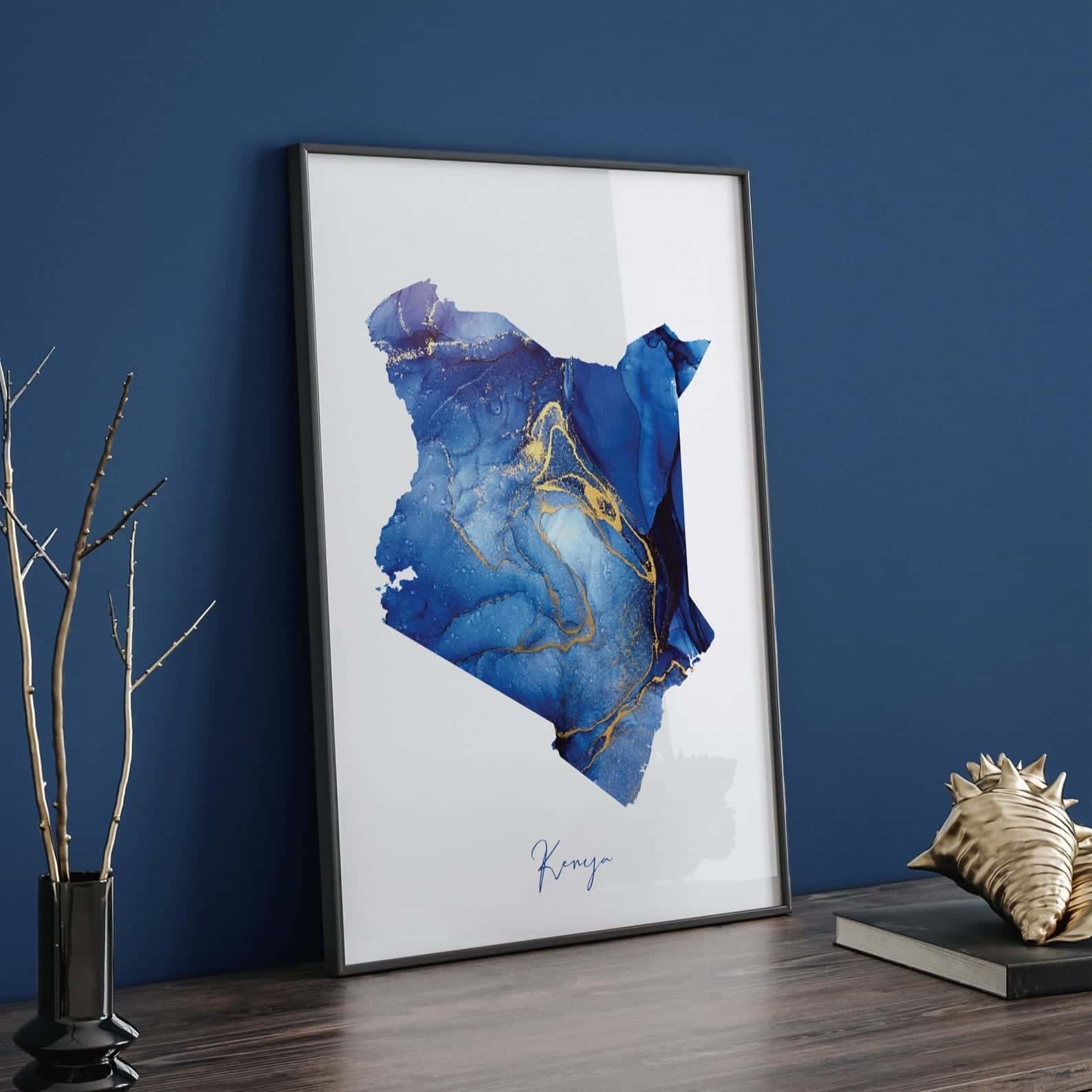 Map of Kenya Artwork | Maps Wall Art | A2 at XILEF Art