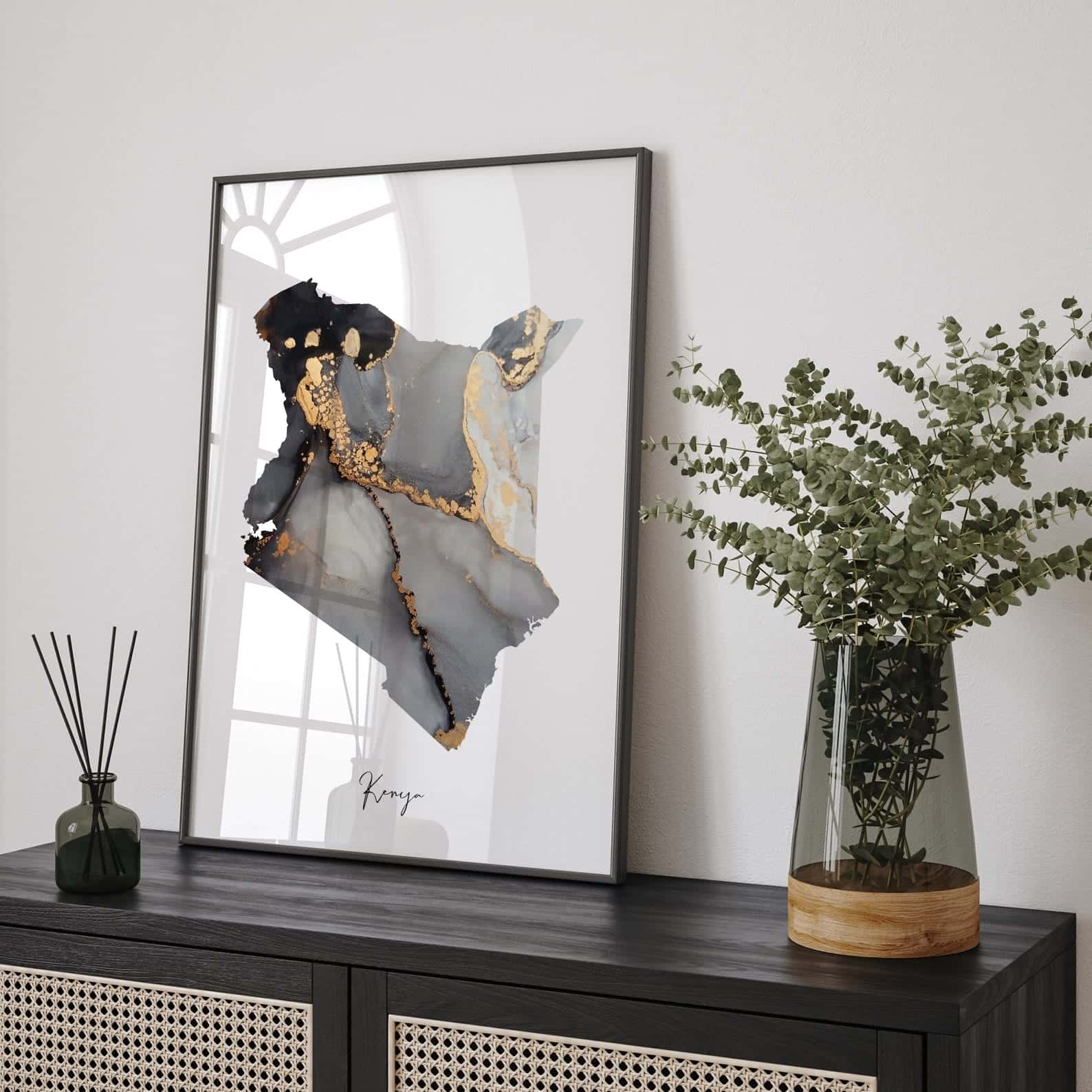 Map of Kenya Artwork | Maps Wall Art | A2 at XILEF Art