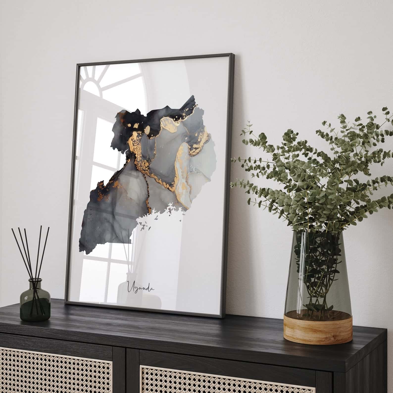 Map of Uganda Artwork | Maps Wall Art | A2 at XILEF Art