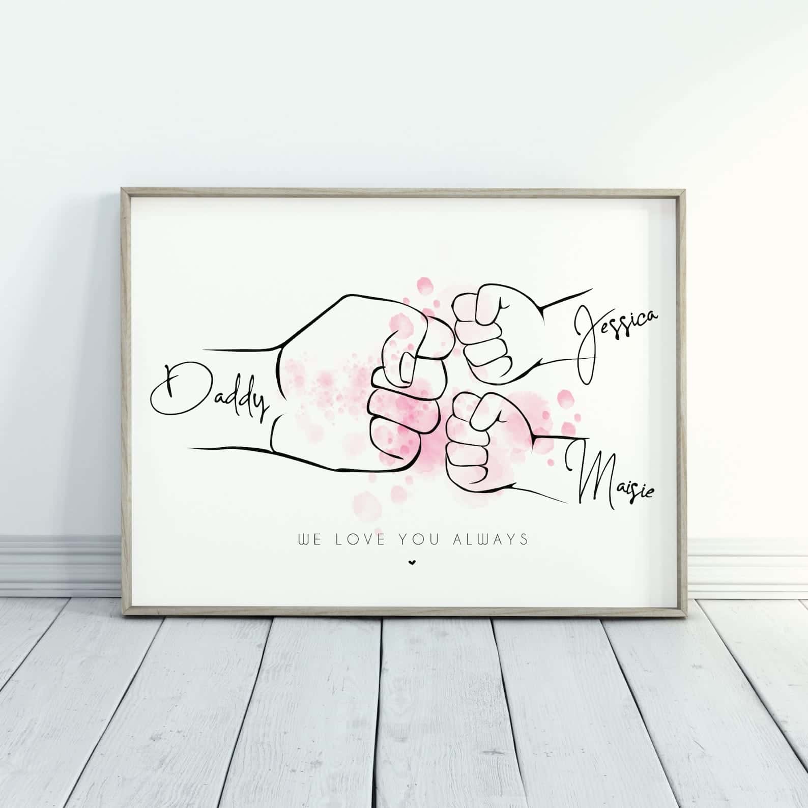 Personalised Family Names Print | Customized Gift for a Father | Custom Wall Art for Daddy | Single, A2 at XILEF Art