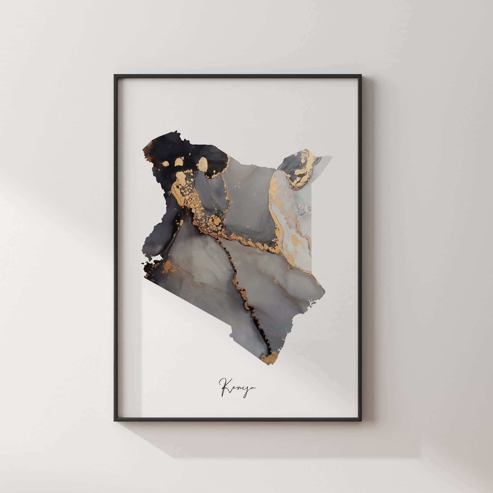 Map of Kenya Artwork | Maps Wall Art | A2 at XILEF Art