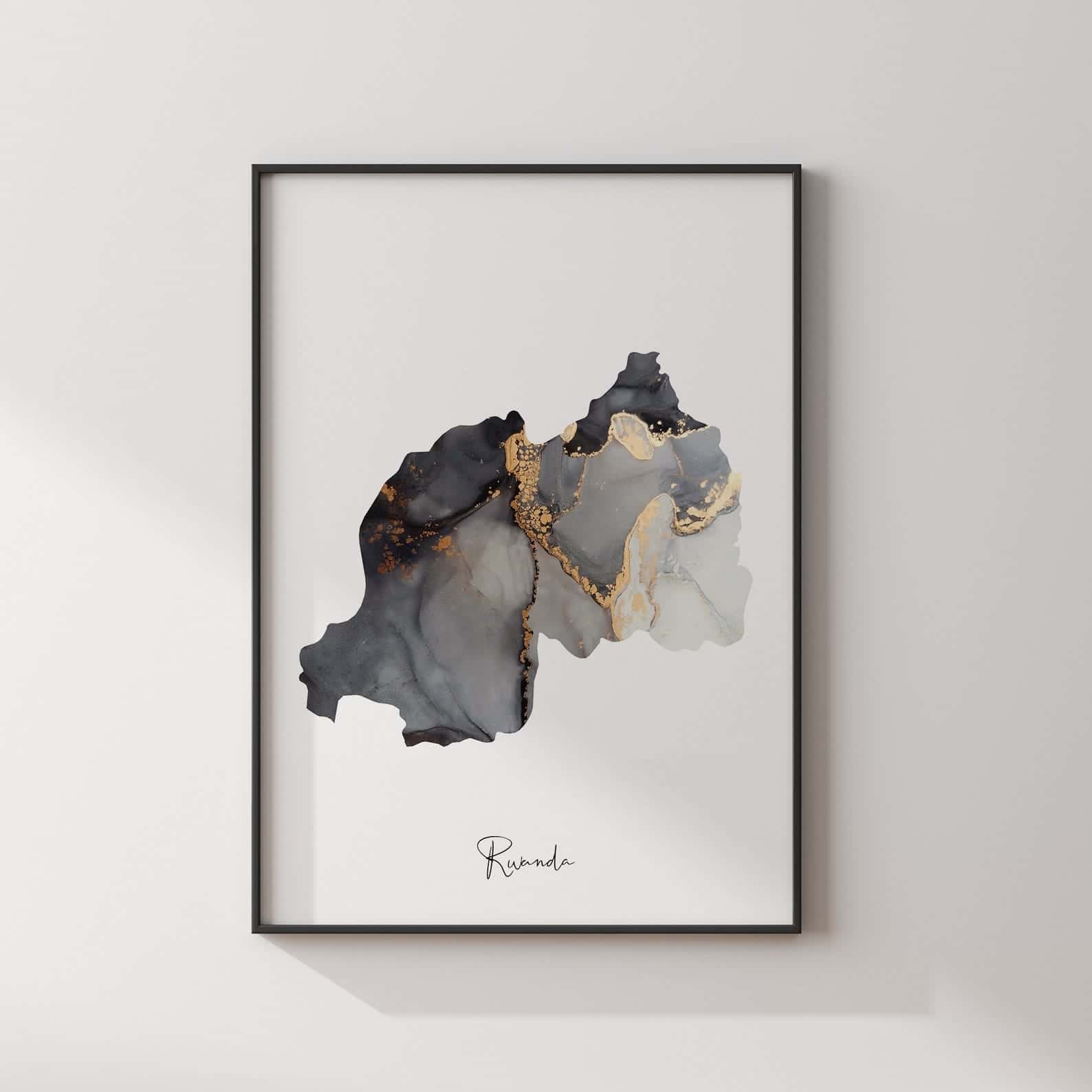 Map of Rwanda Artwork | Maps Wall Art | A2 at XILEF Art