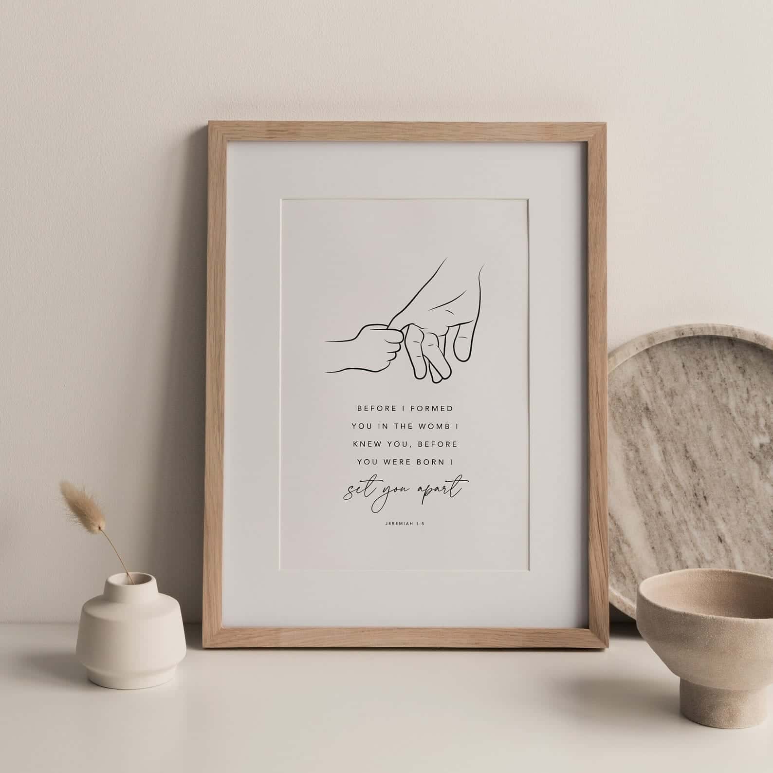 Before I Formed You in the Womb, Jeremiah 1:5 | Single, Christian Wall Art, A3 at XILEF Art