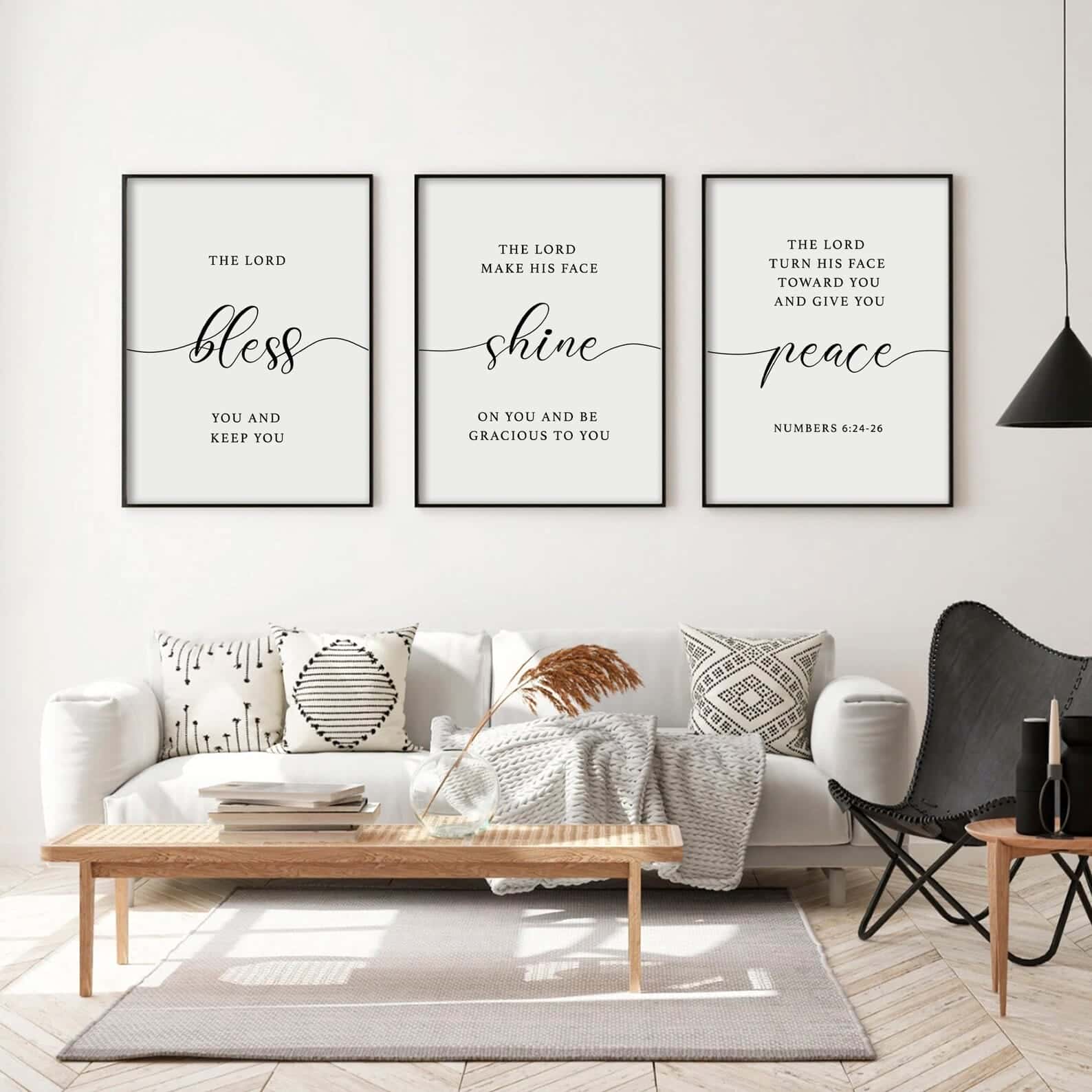 The LORD Bless You and Keep You, Numbers 6:24-26 | Trio Set, Christian Wall Art, A3 at XILEF Art