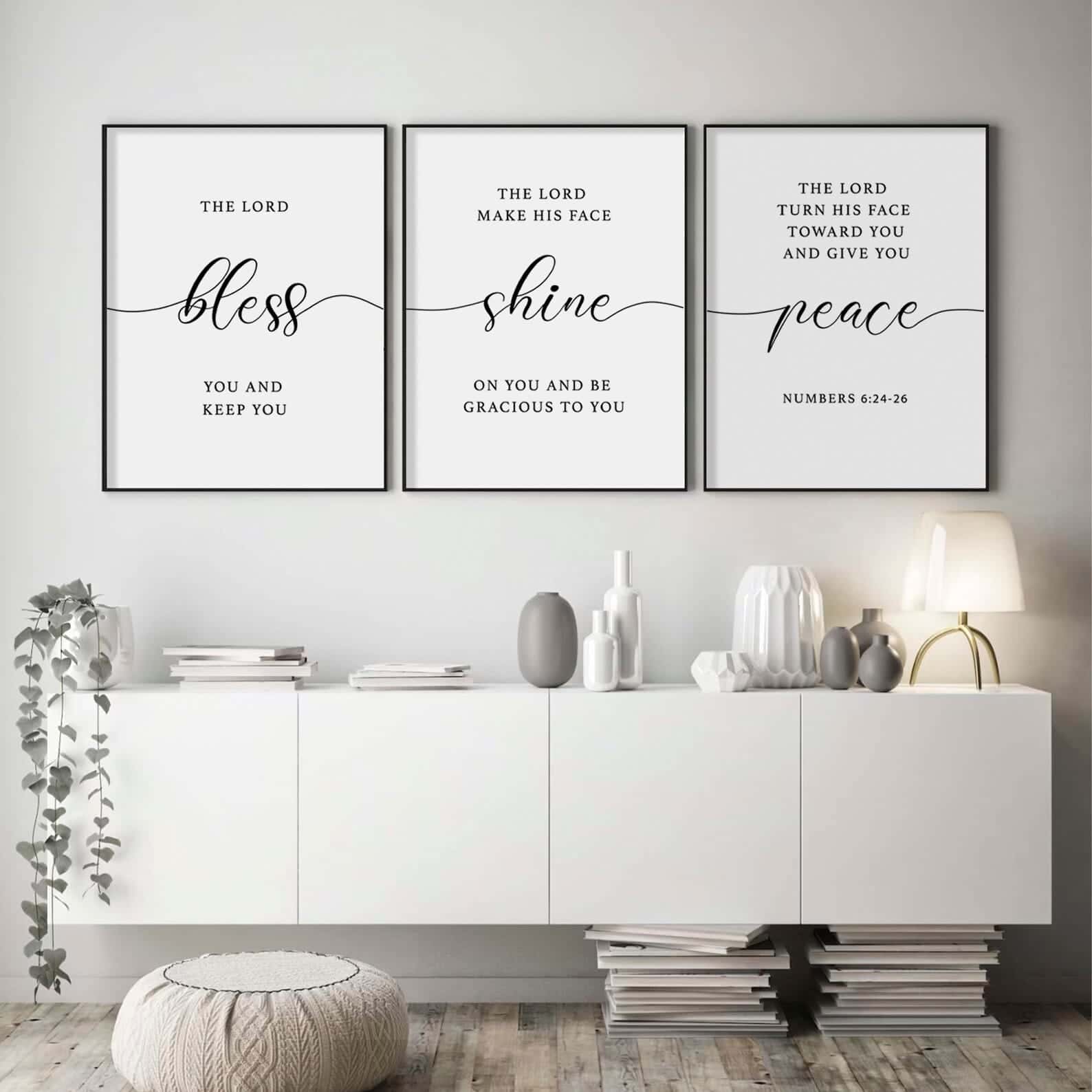 The LORD Bless You and Keep You, Numbers 6:24-26 | Trio Set, Christian Wall Art, A3 at XILEF Art