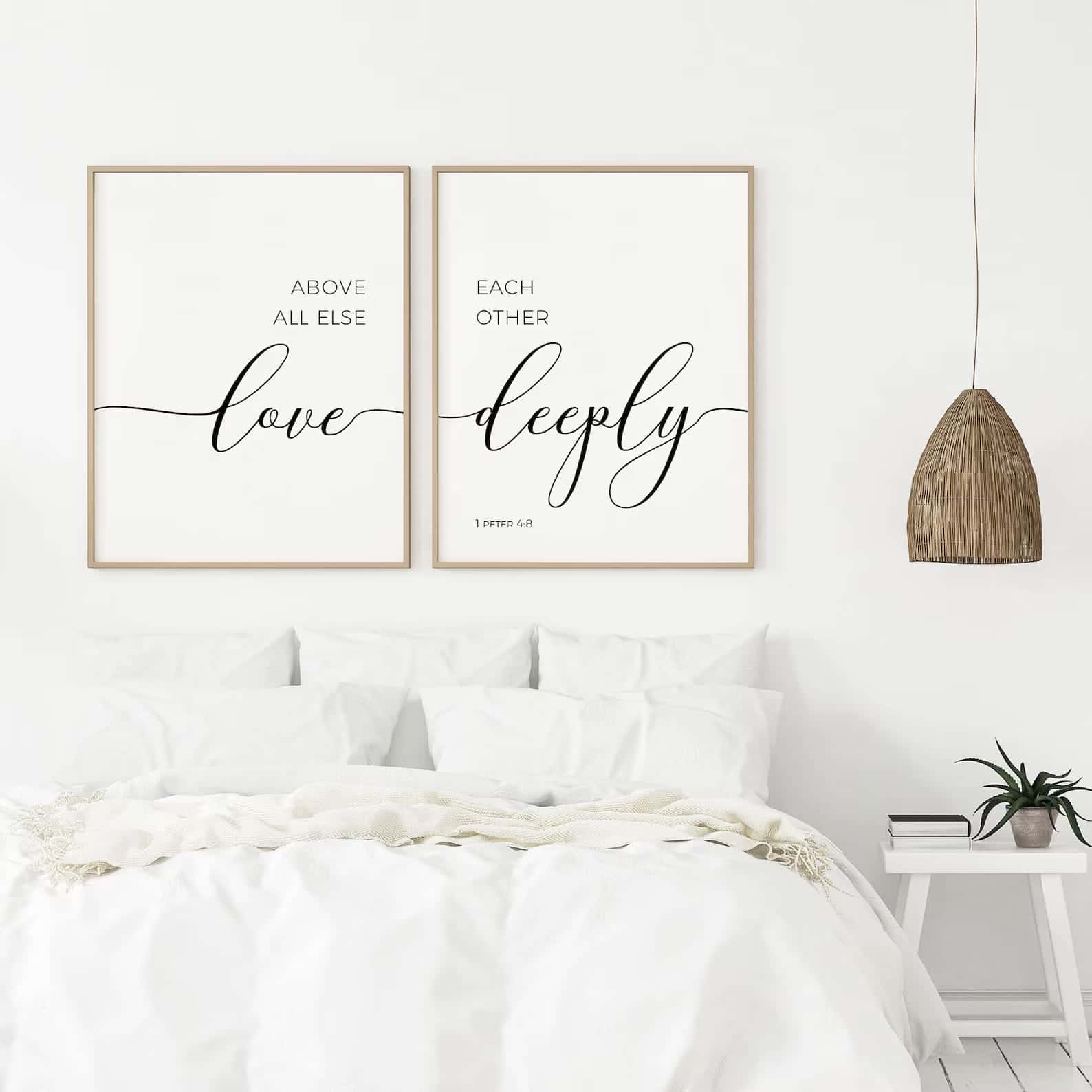 Above All Else Love Each Other Deeply, 1 Peter 4:8 | Duo Set, Christian Wall Art, A2 at XILEF Art