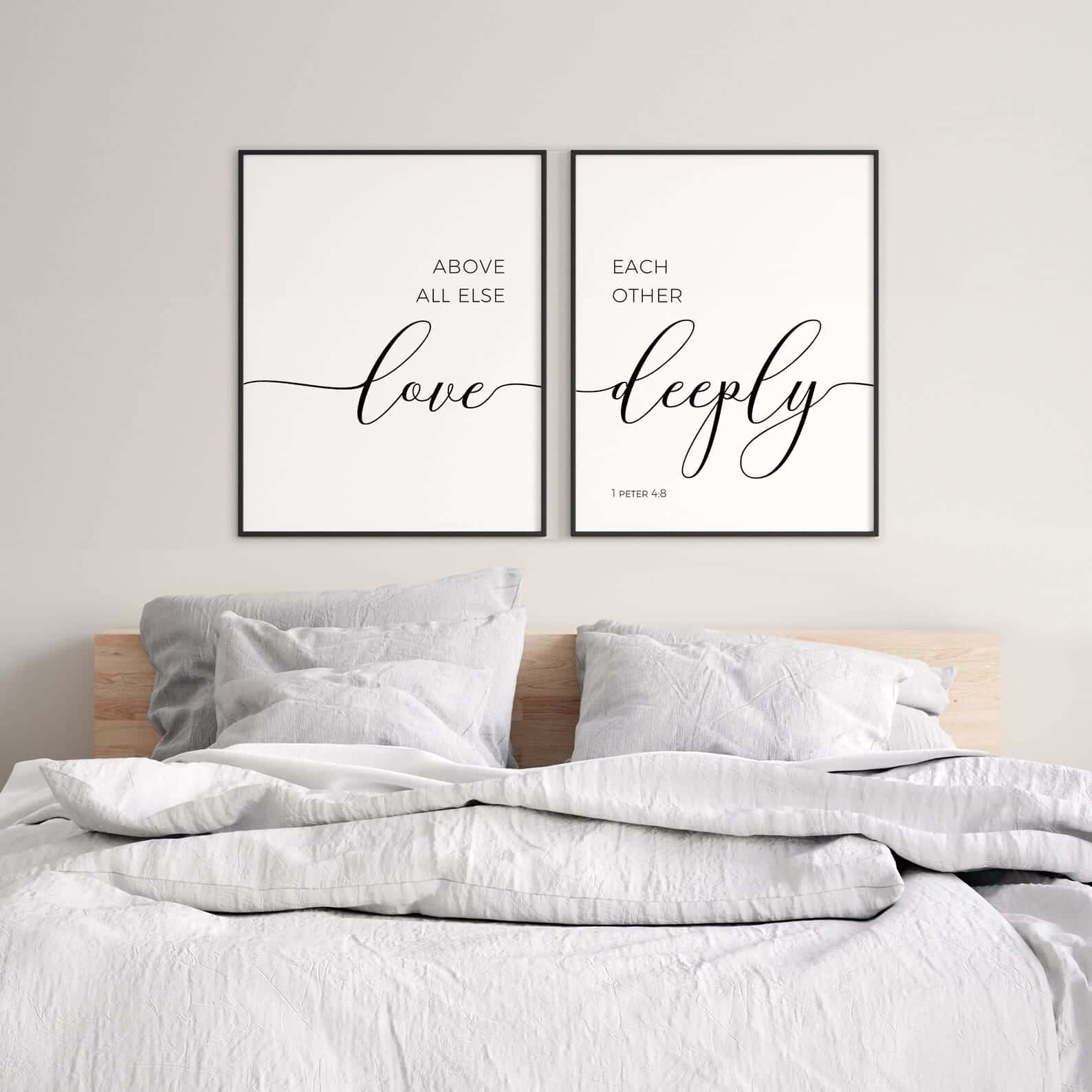 Above All Else Love Each Other Deeply, 1 Peter 4:8 | Duo Set, Christian Wall Art, A2 at XILEF Art