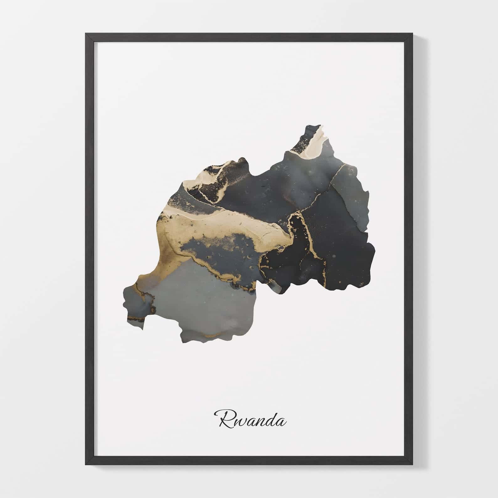 Map of Rwanda Artwork | Maps Wall Art | A2 at XILEF Art