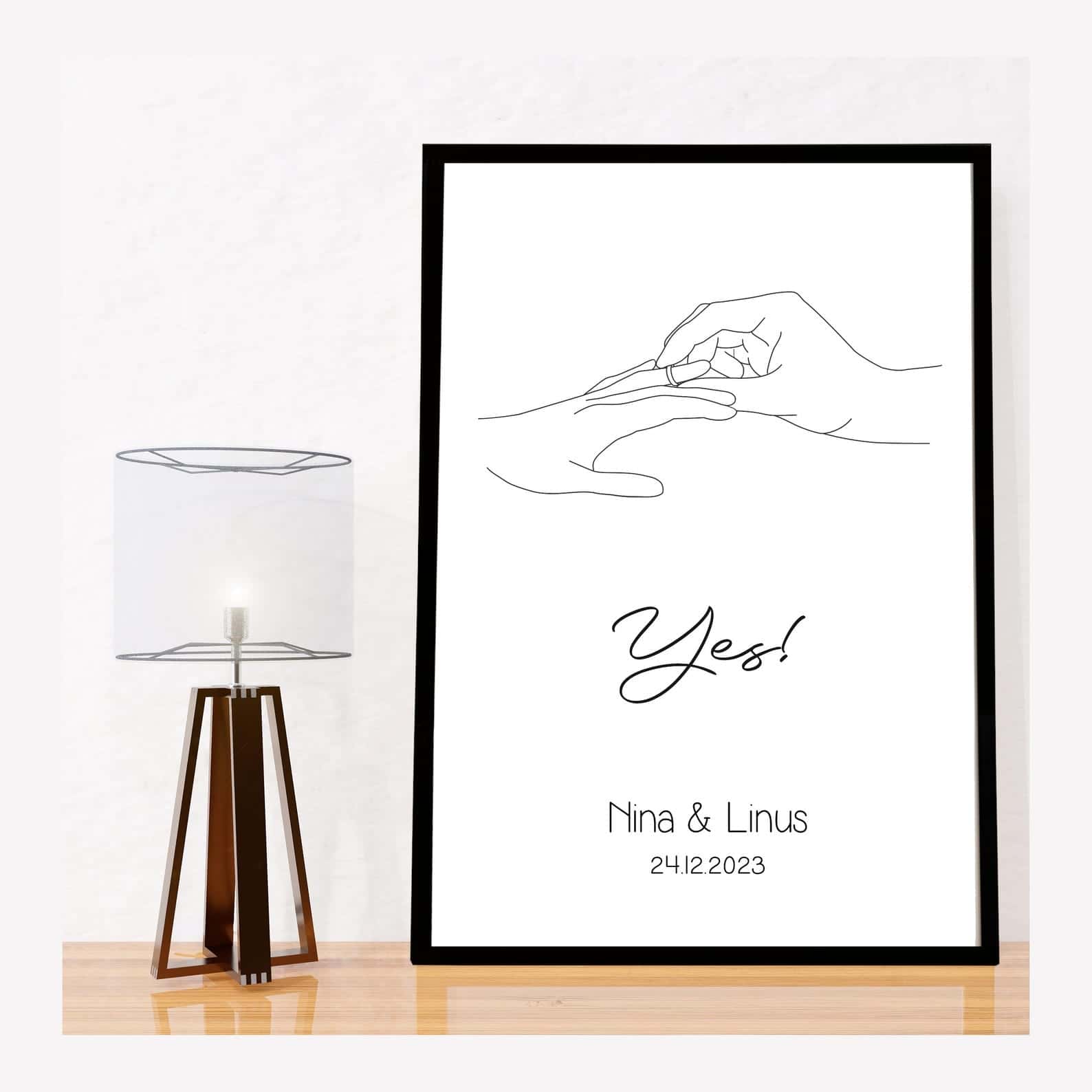 Personalised Couple Names Print | Custom Wedding Gift | Custom Couple Gift | Custom Anniversary Gift | Custom Home Decor Wall Art, A3 at XILEF Art
