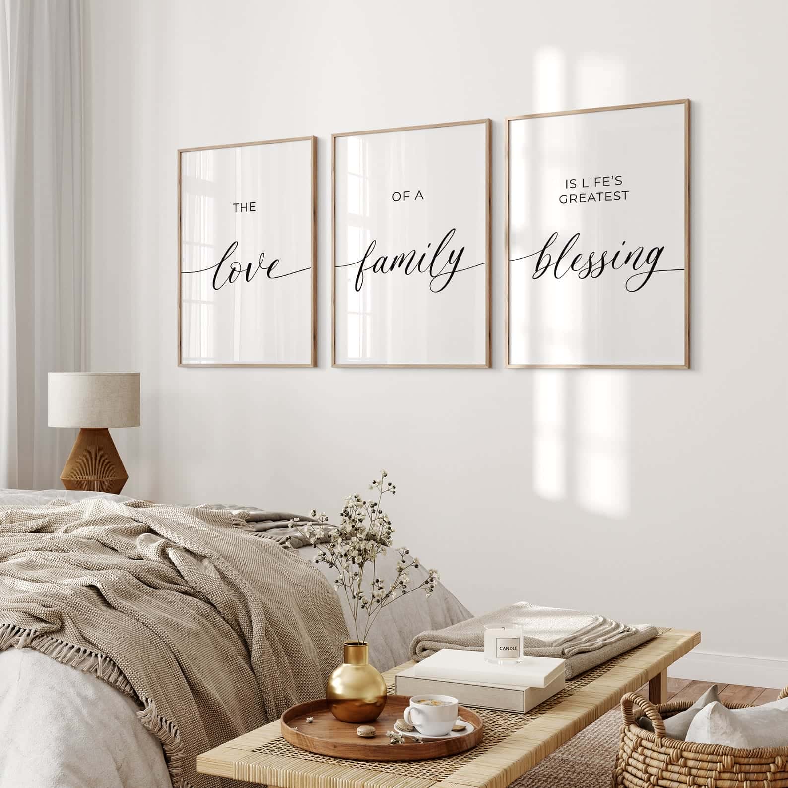 The Love of a Family Is Life's Greatest Blessing | Trio Set, Christian Wall Art, A2 at XILEF Art