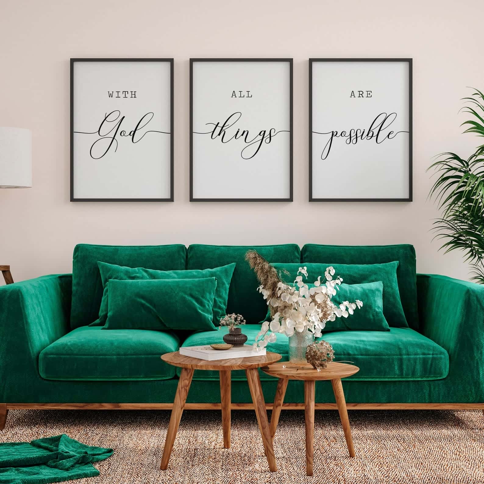 With God All Things Are Possible, Bible Verses | Trio Set, Christian Wall Art, A3 at XILEF Art