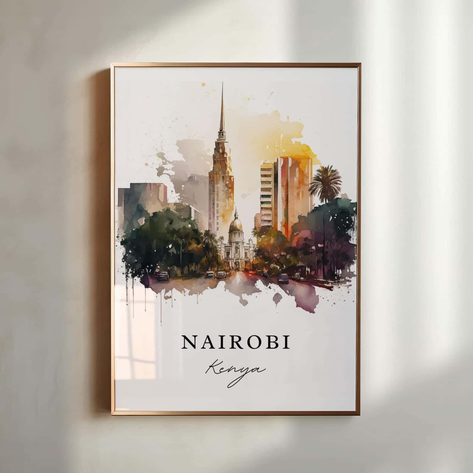 Map of Kenya Artwork | Maps Wall Art | A2 at XILEF Art