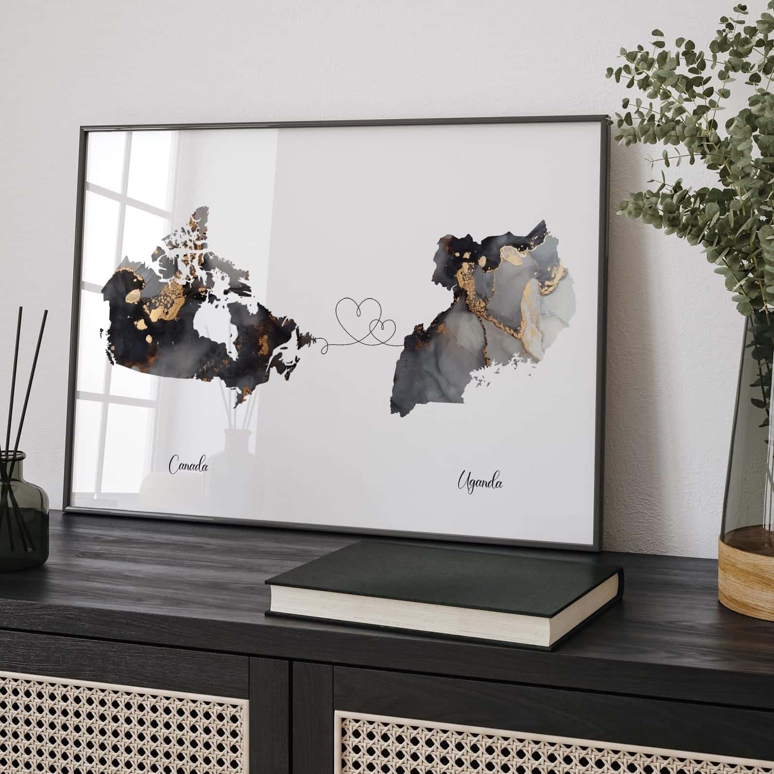 Map of Uganda Artwork | Maps Wall Art | A2 at XILEF Art