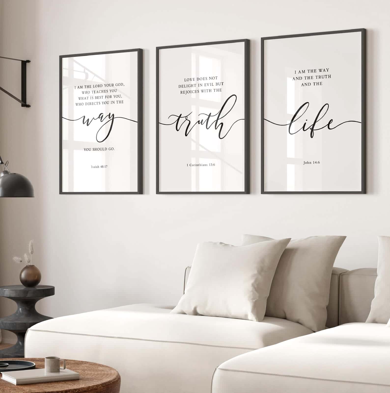 I Am The Way, The Truth, and The Life, Bible Verses | Trio Set, Christian Wall Art, A2 at XILEF Art