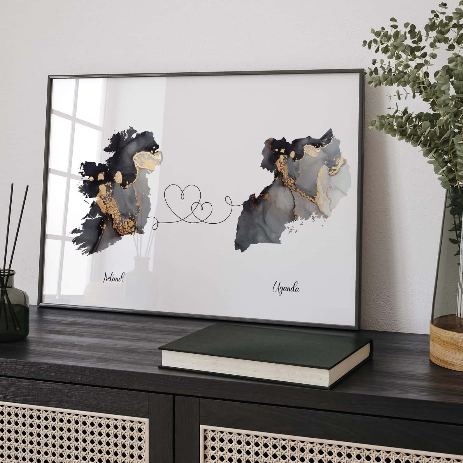 Map of Uganda Artwork | Maps Wall Art | A2 at XILEF Art